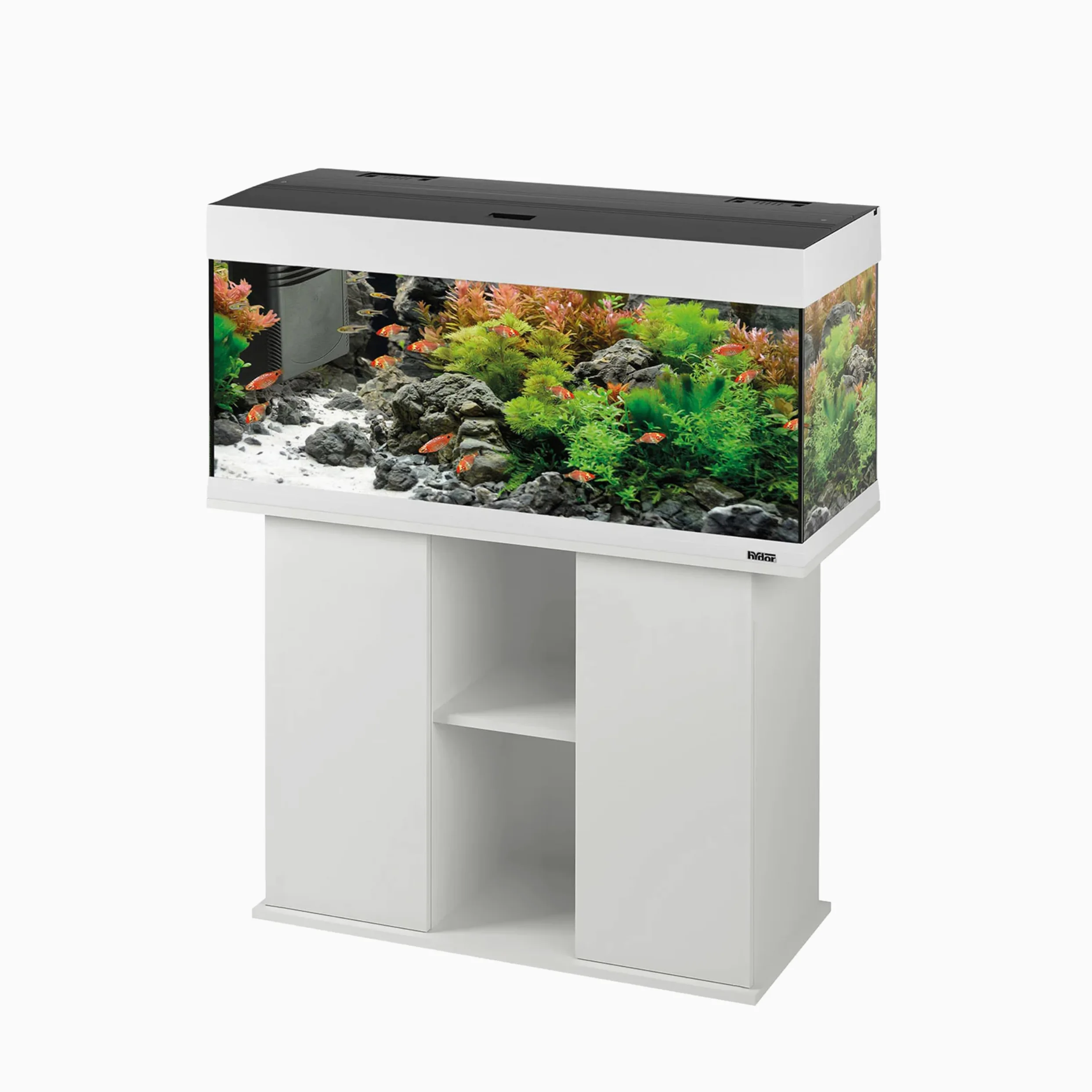 Ferplast Hydor Supporto Acquario, Mobile per Acquario, Resistente all'Umidità, Struttura Solida con Ante e Ripiani Integrati, Piedini Regolabili, 101 x 41 x h 73 cm, in Legno Bianco