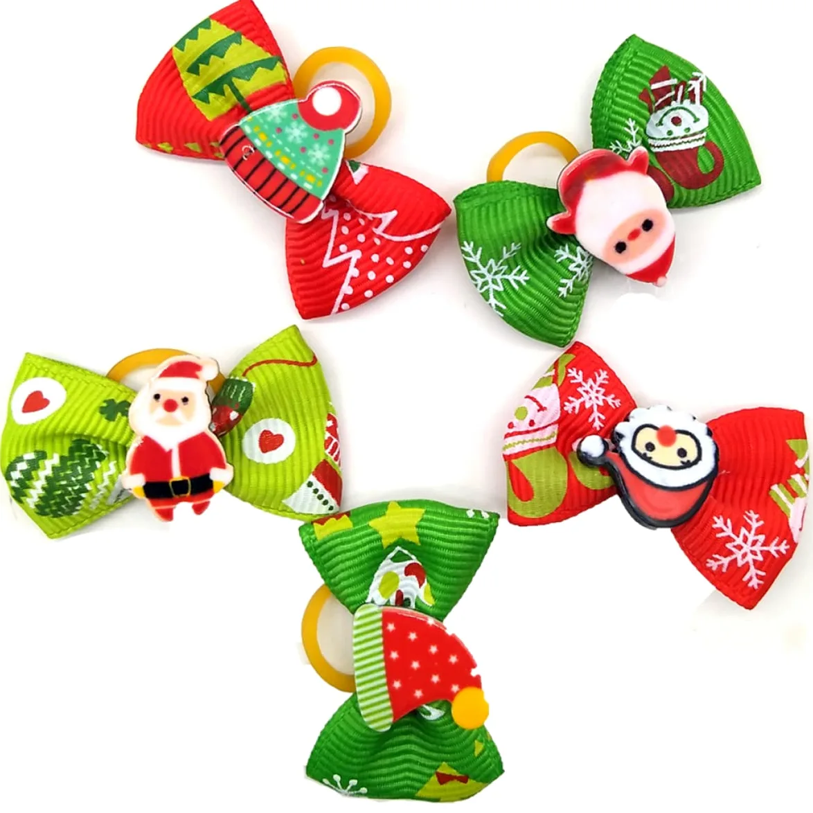 Mipcase 200 Pz Natalizi per di Animali Domestici Fiocchi di Pelo di Cane di Natale Fiocco di Natale per Cani Fiocchi di Pelo di Cucciolo Fiocchi di Cucciolo Elastico Il Cane