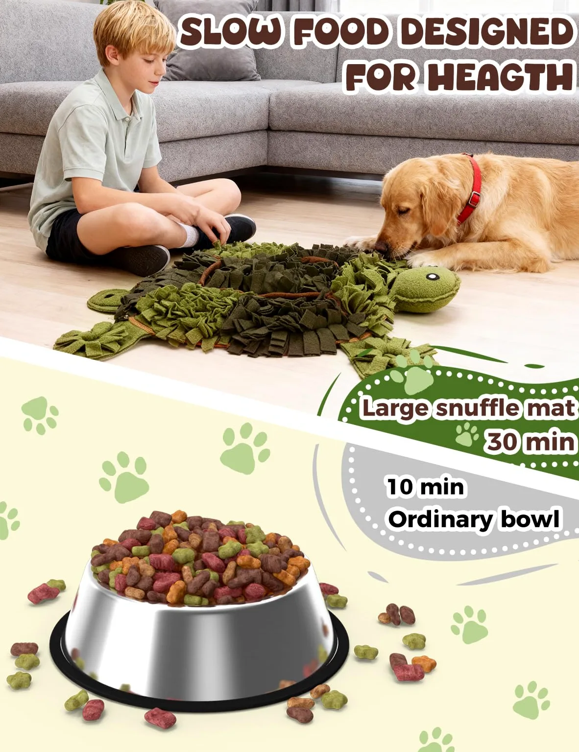 Tappetino da fiuto per cani, design tartaruga, 70 x 57 cm, grande tappetino per il fiuto per cani, tappetino per cibo per cani con alimentazione lenta, arricchimento mentale per stimolazione