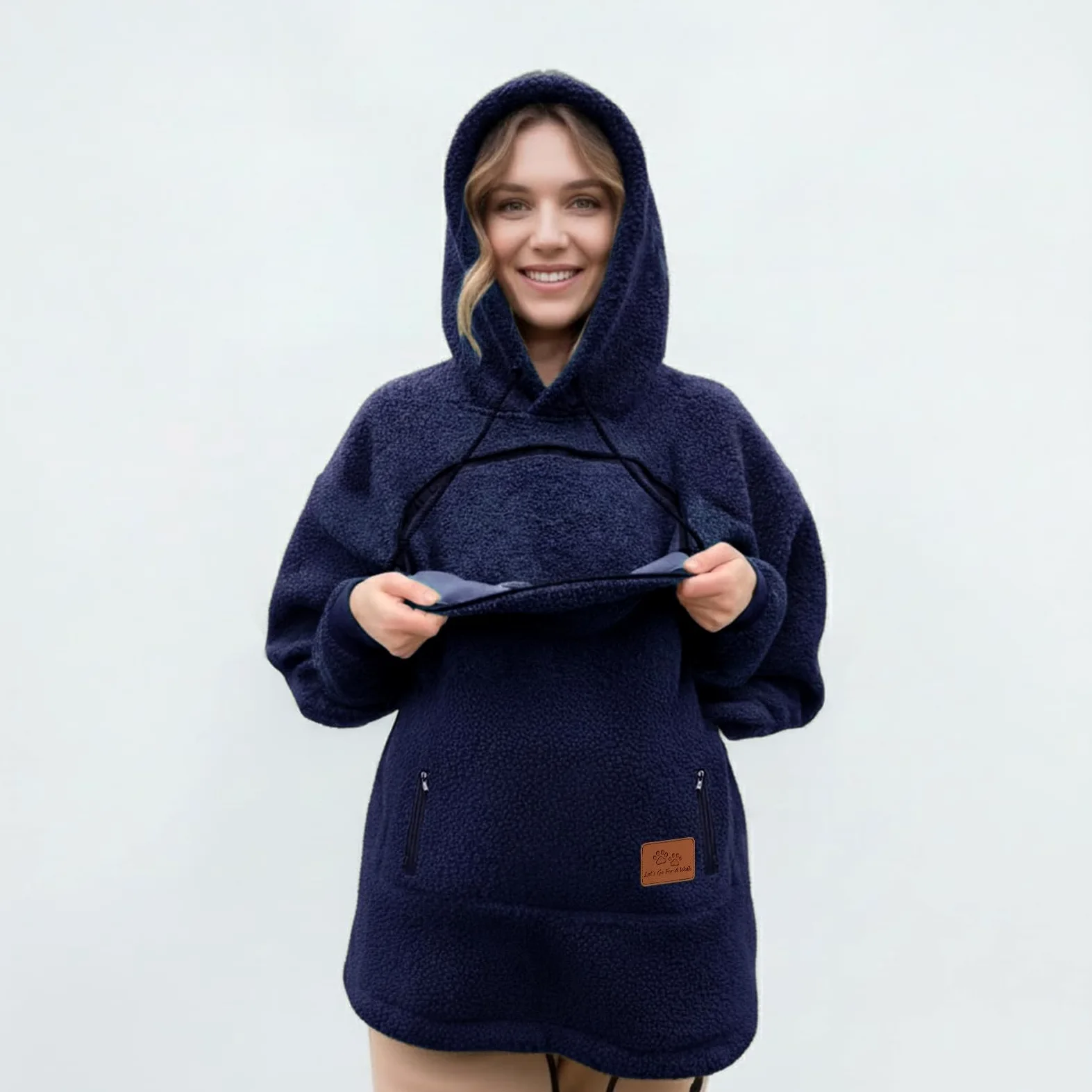 Generico Felpa con Cappuccio for Marsupio for Cani E Gatti con Cerniera, Tasca A Marsupio, Felpa con Cappuccio for Trasportino for Animali, Felpe Calde E Sciolte(Navy Blue,3X-Large)