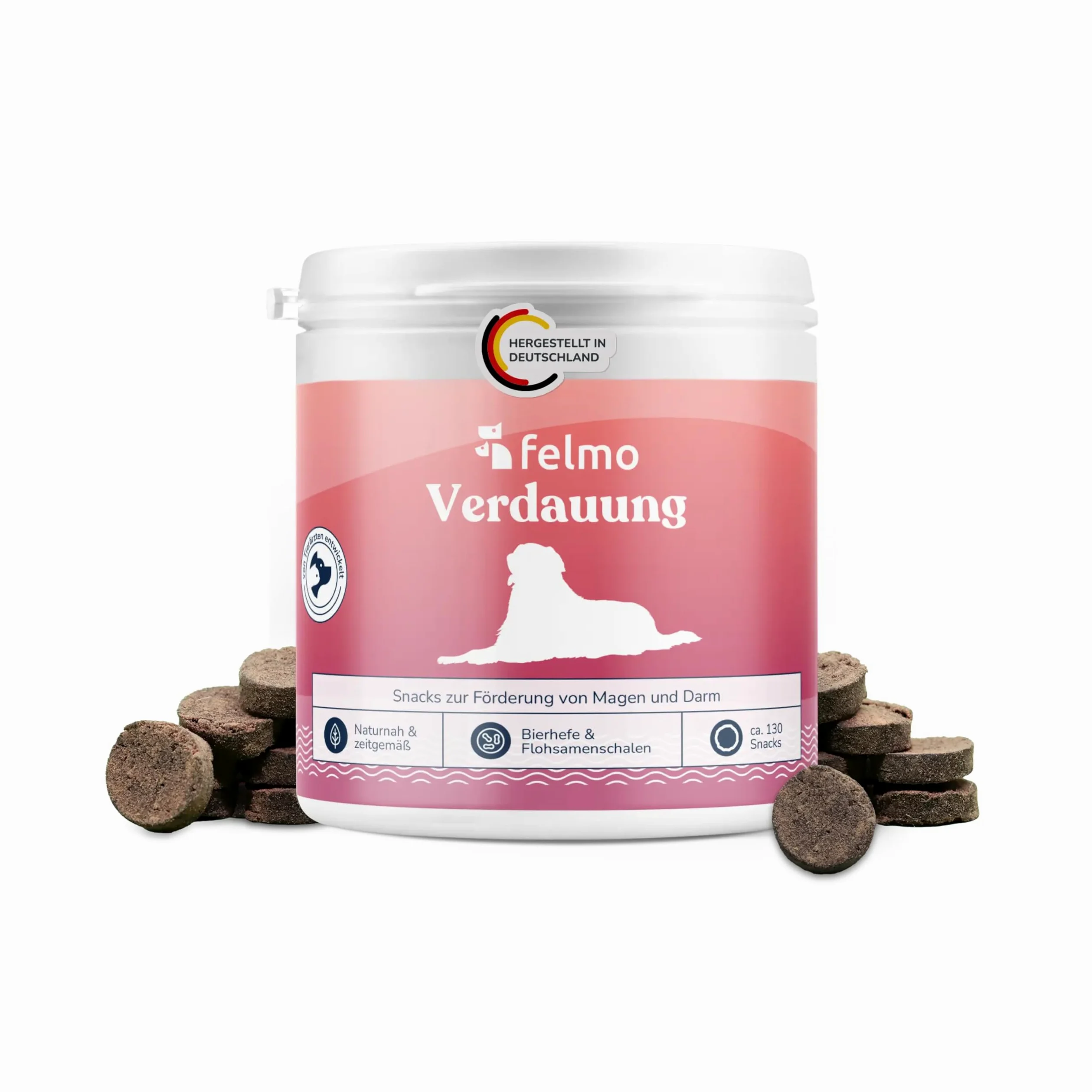 felmo Snack digestivo per cani (325 g) con lievito di birra e grasso completo per insetti | Snack prebiotici per l'equilibrio intestinale, la salute della pelle e dell'immunità, senza cereali, made in Germany