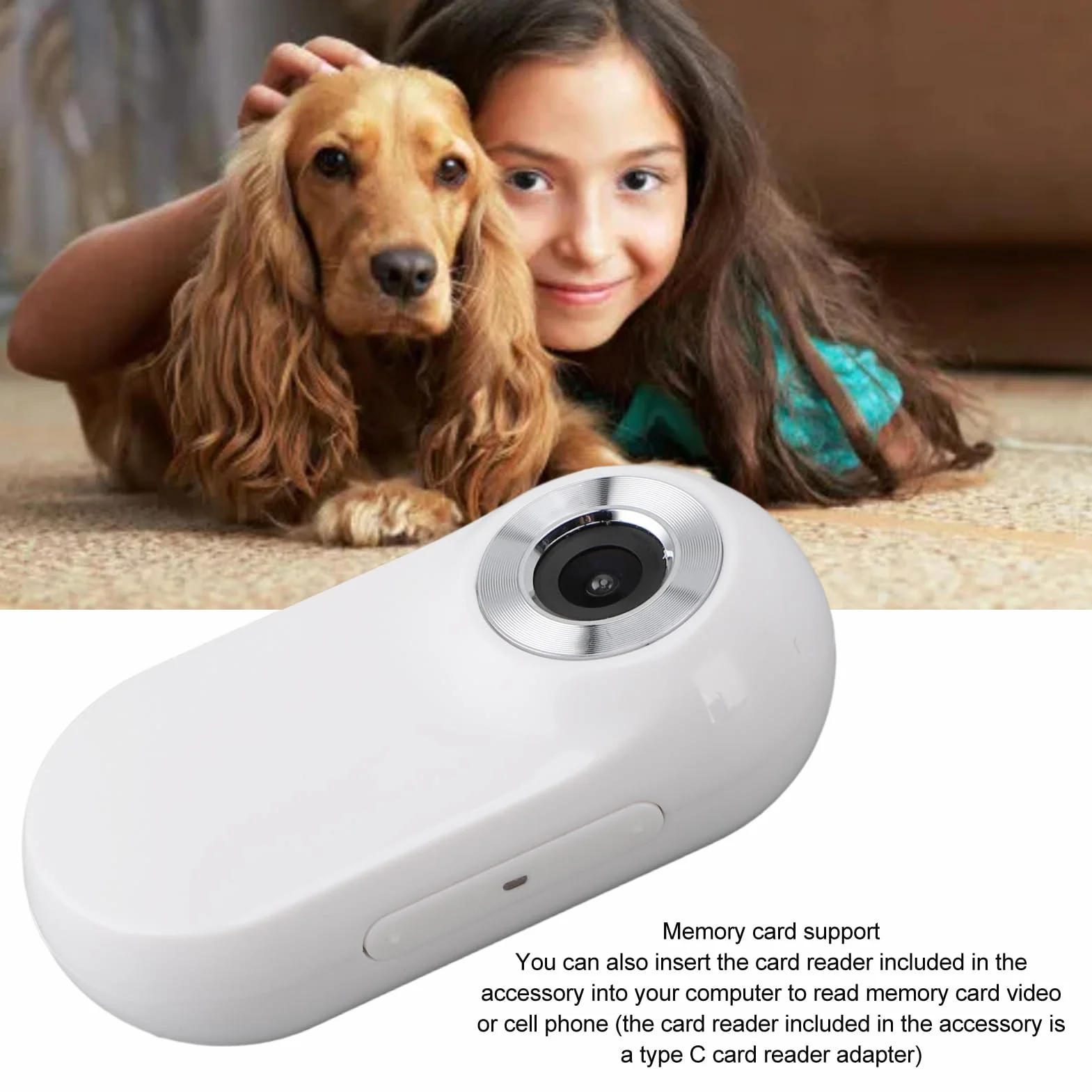 Jectse Telecamera per Collare per Gatti, Telecamere per Animali Domestici Grandangolari da 170°, Mini Action Camera per Registrazioni Video, Telecamera per Piccoli Animali Domestici