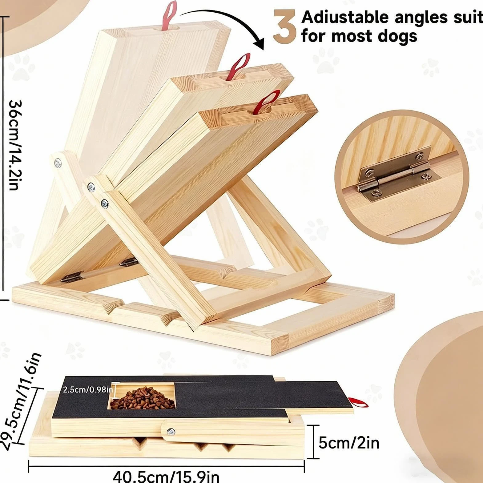 Tavoletta Abrasiva Unghie Cane Rifinitore In Legno | Tappetino Abrasivo Unghie Cane Con Cassetto Snack Addestramento interattivo cuccioli razze piccole medie grandi e angolo