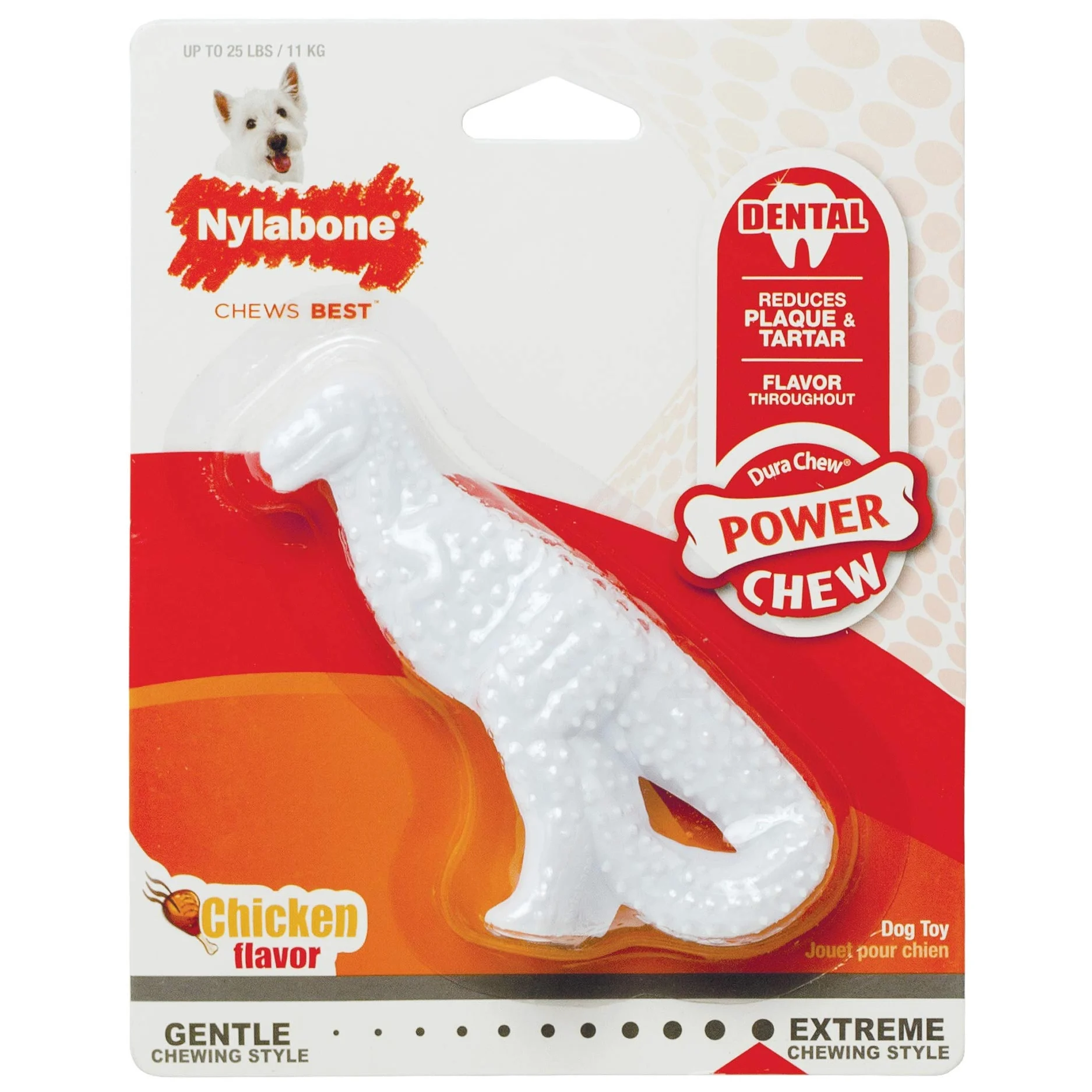 Nylabone Dura Dental Dino - Giocattolo da masticare per cani, 3 pezzi