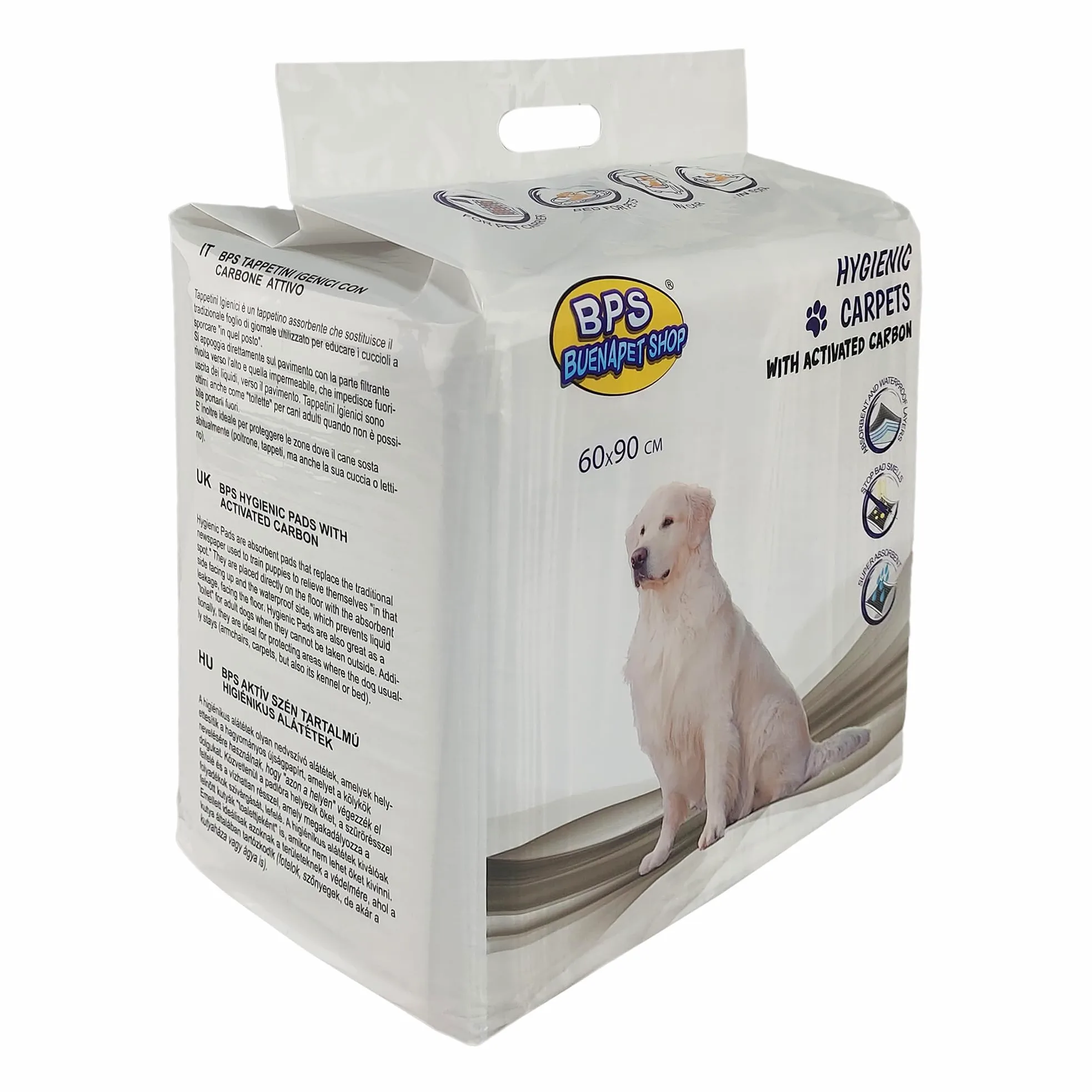 TAPPETINI IGIENICI BPS PET SHOP CARBONI ATTIVI PER CANI 60x90cm 120pezzi