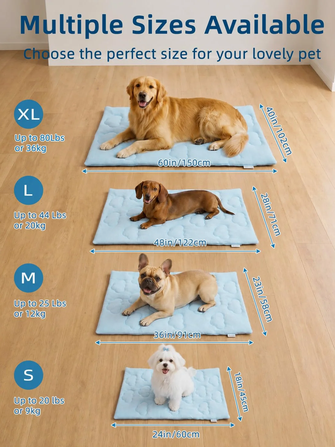 Huafly Tappetino di raffreddamento per cani, lavabile in lavatrice, tappetino di raffreddamento per cassa (XL-150 cm x 102 cm)