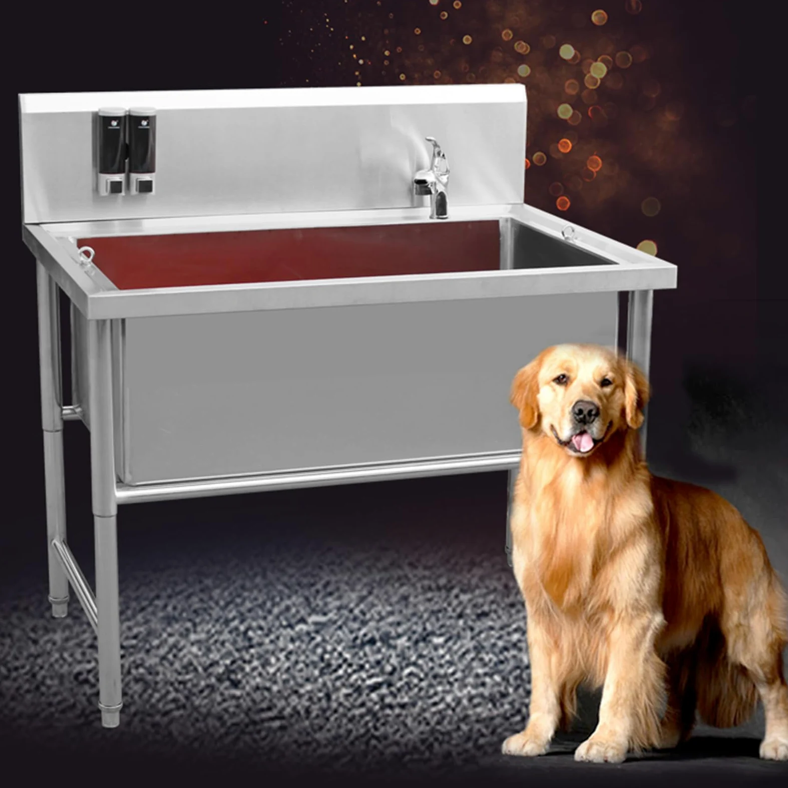 Vasca Per Toelettatura Cani, Vasca Da Bagno Professionale Per Cani In Acciaio Inossidabile, Con Accessori Per Rubinetti, Stazione Di Lavaggio Per Cani, Stazione Di Lavaggio Per Cani Per La Casa(100*60