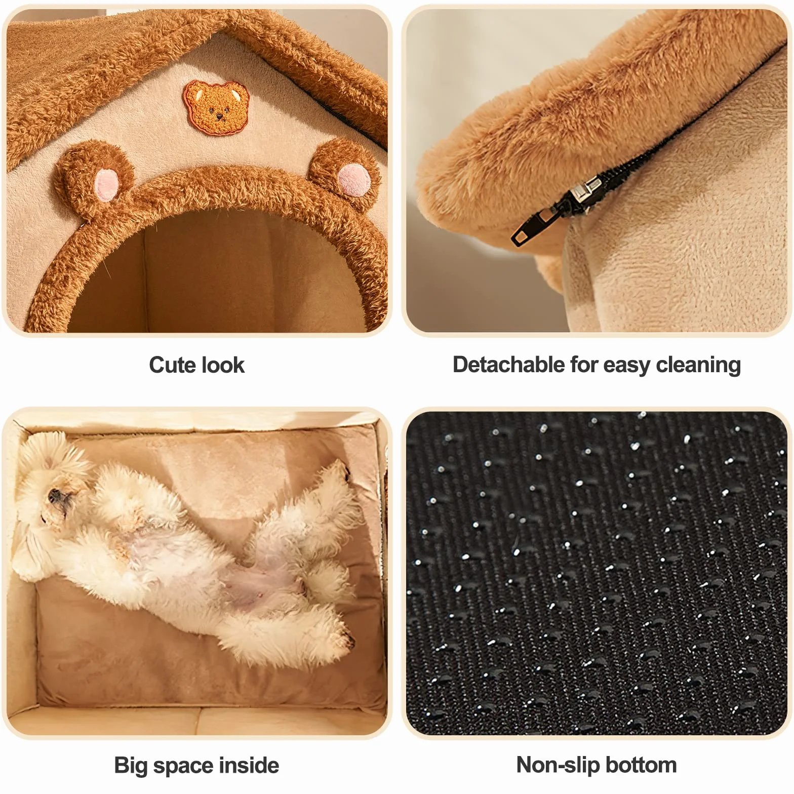 Galatée Letto Grotta Per Gatti, Letto Per Cani Lavabili, Casa Gatto Calda e Accogliente, Comoda Pieghevole Per Compagni, Con Cuscino Rimovibile (M, Marrone)