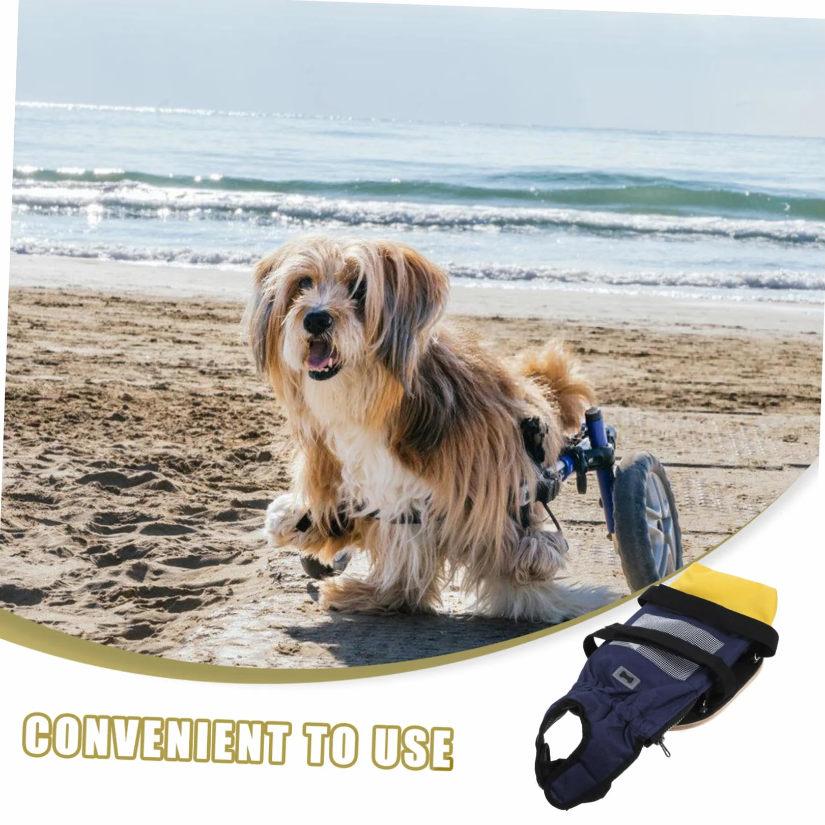 Carrellino con Ruote per Cani Disabili con Supporto per Zampe Posteriori, Realizzato in Poliestere e Legno, Portatile, per Uso Interno ed Esterno