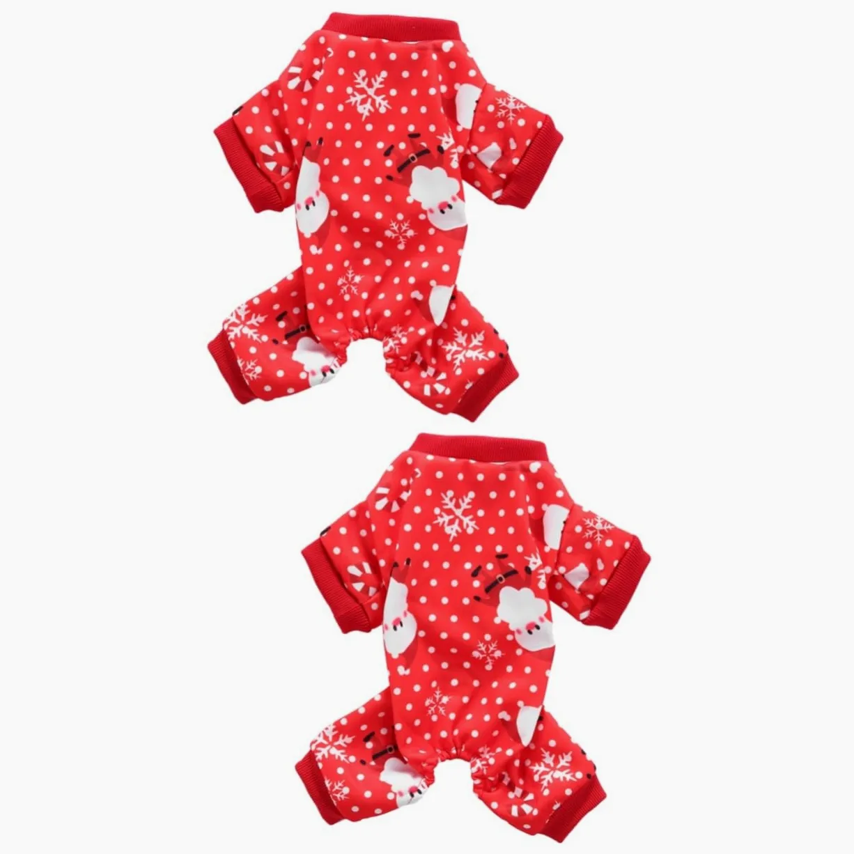 HMJGDHX 2 Pezzi Vestito Natalizio per Cani Tuta Invernale per Animali Domestici Design Confortevole Vestiti per Animali Domestici Rossi per la Stagione Fredda
