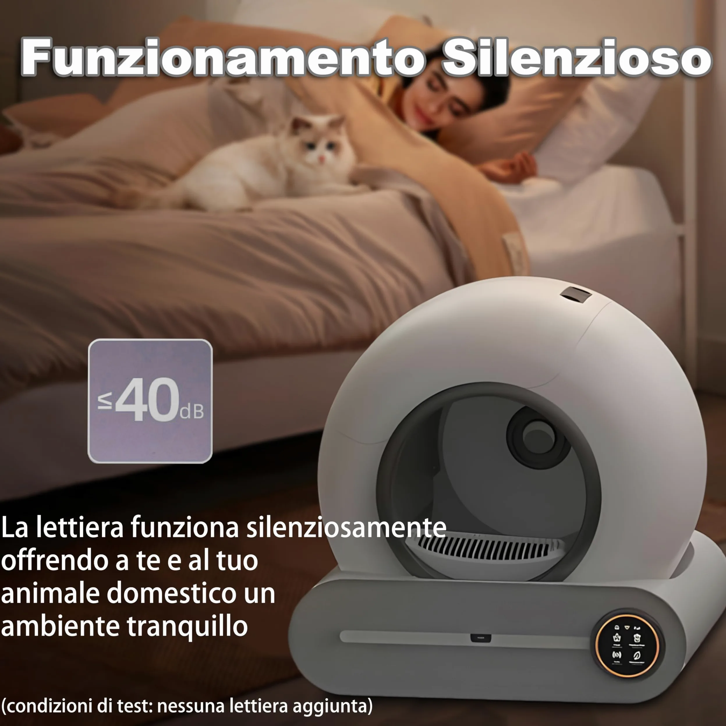 Lettiere Autopulenti Gatti 65L + 9 L con 5 Sacchi Spazzatura e Tappetini Lettiera Gatti, Controllo APP, Deodorante Ionico Lettiera Autopulente per Gatto (A)