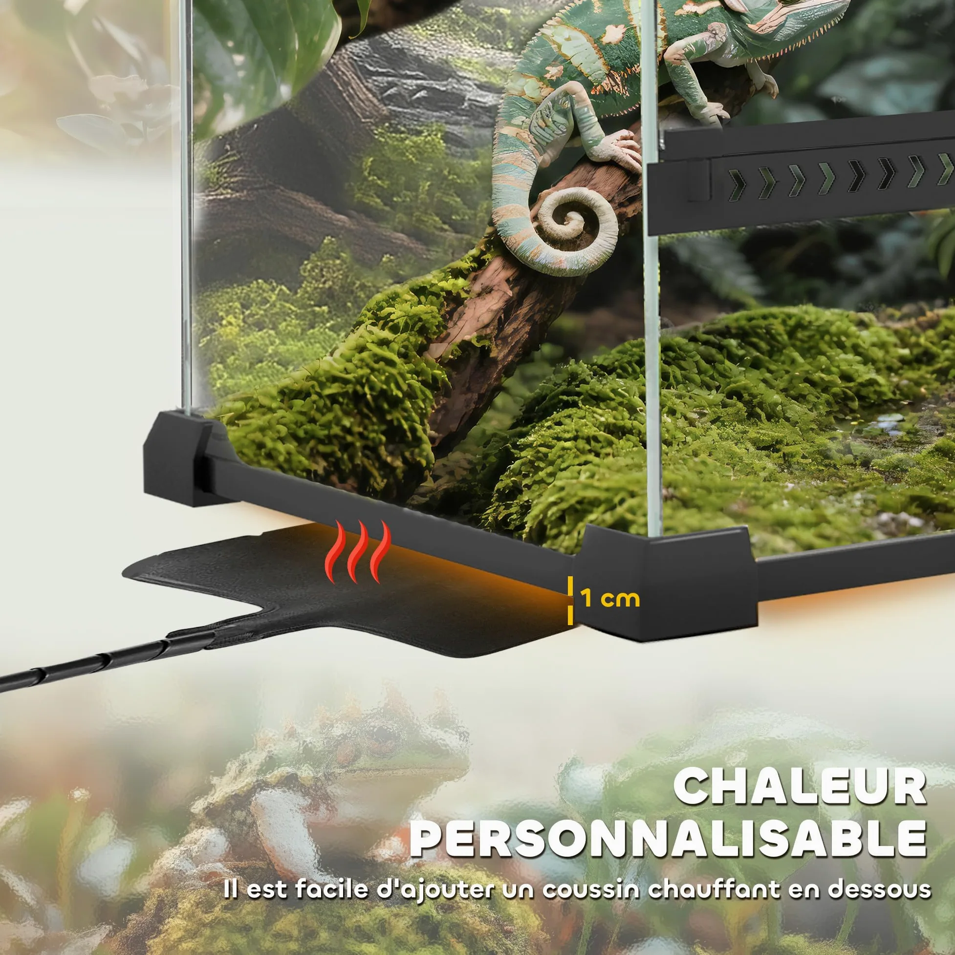 PawHut Contenitore per rettili, contenitore per l'allevamento di rettili, habitat per terrario con chiusura di sicurezza a rotazione, ventilazione frontale, nessun assemblaggio richiesto, 50 x 30 x
