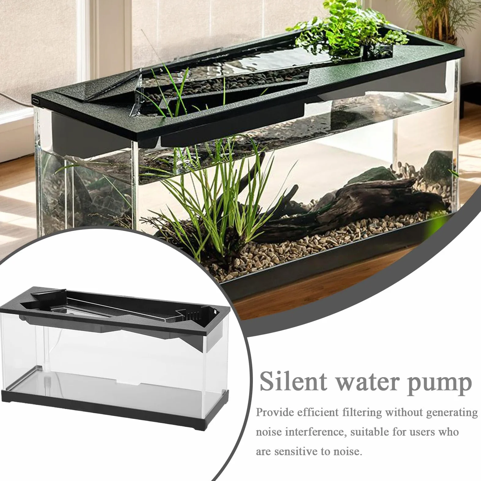 Piccolo acquario con filtro, serbatoio da scrivania | Acquario acrilico chiaro con filtro,Habitat Fish Bowl con ciclo per la casa, studio, tavolo