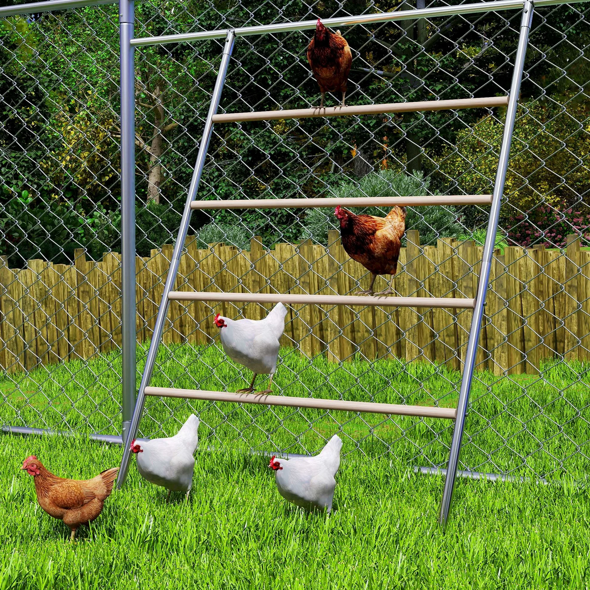NAIZY Polli scala a 4 livelli grande supporto per pollame, per interni ed esterni, in legno, per parco giochi per polli, pollame, salottino, accessori per pollaio