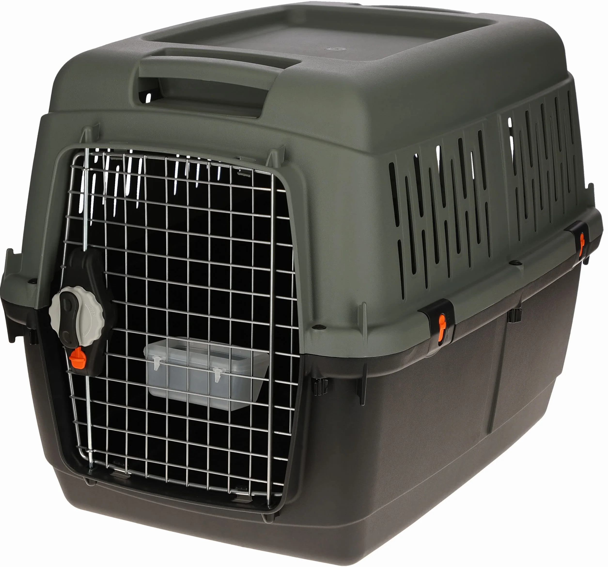 Kerbl Pet scatola di trasporto Eco, per cani, antracite/grigio-verde, 70x50x51,5 cm, plastica, 8-25 kg, adatto ai cani, adatto ai viaggi aerei, con porta in metallo