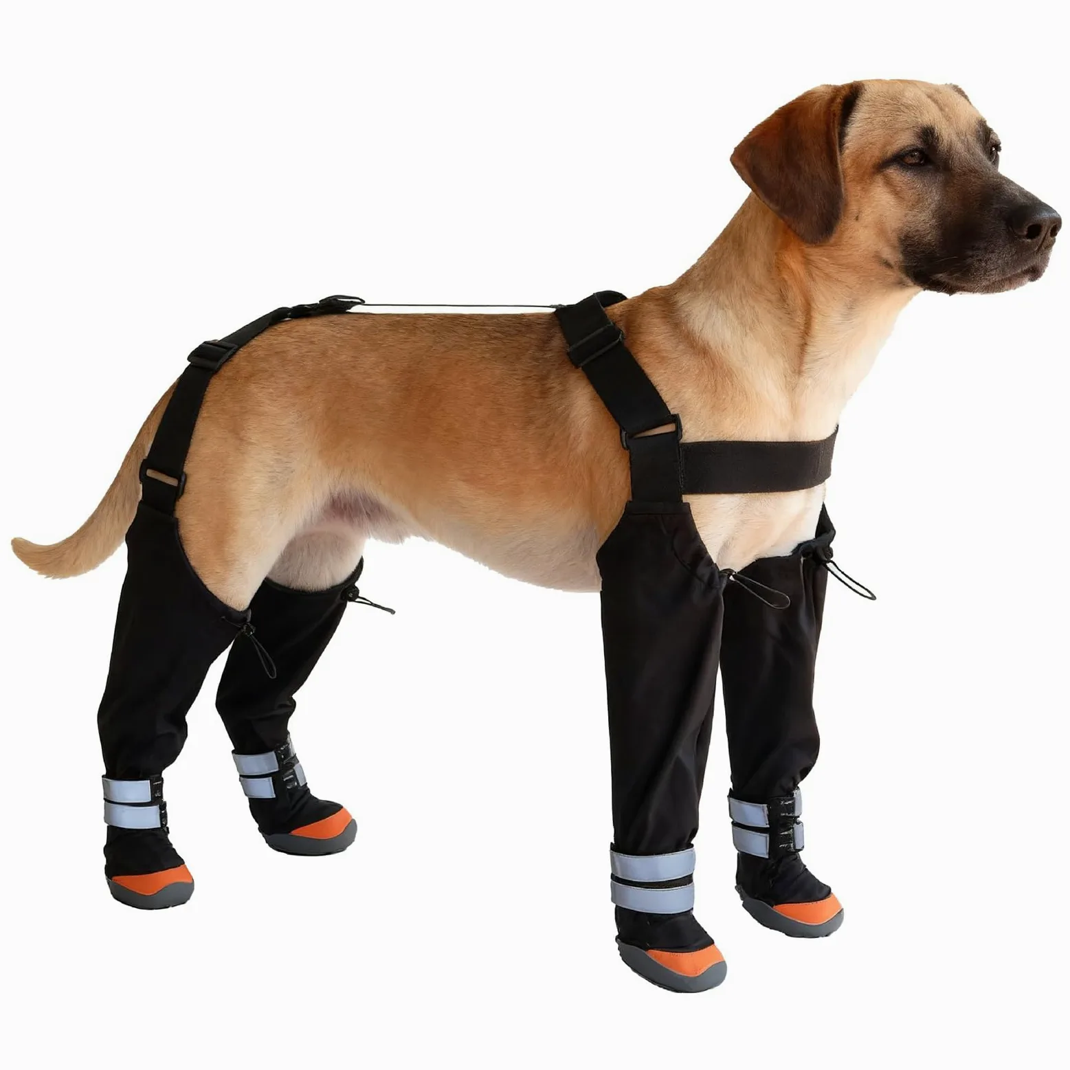 Stivaletti Regolabili per Cani Antiscivolo Impermeabile Protettore | Pantaloni da Neve Antiscivolo Regolabili con Striscia Riflettente Per Zampe Cucciolo Clima Freddo Neve Inverno