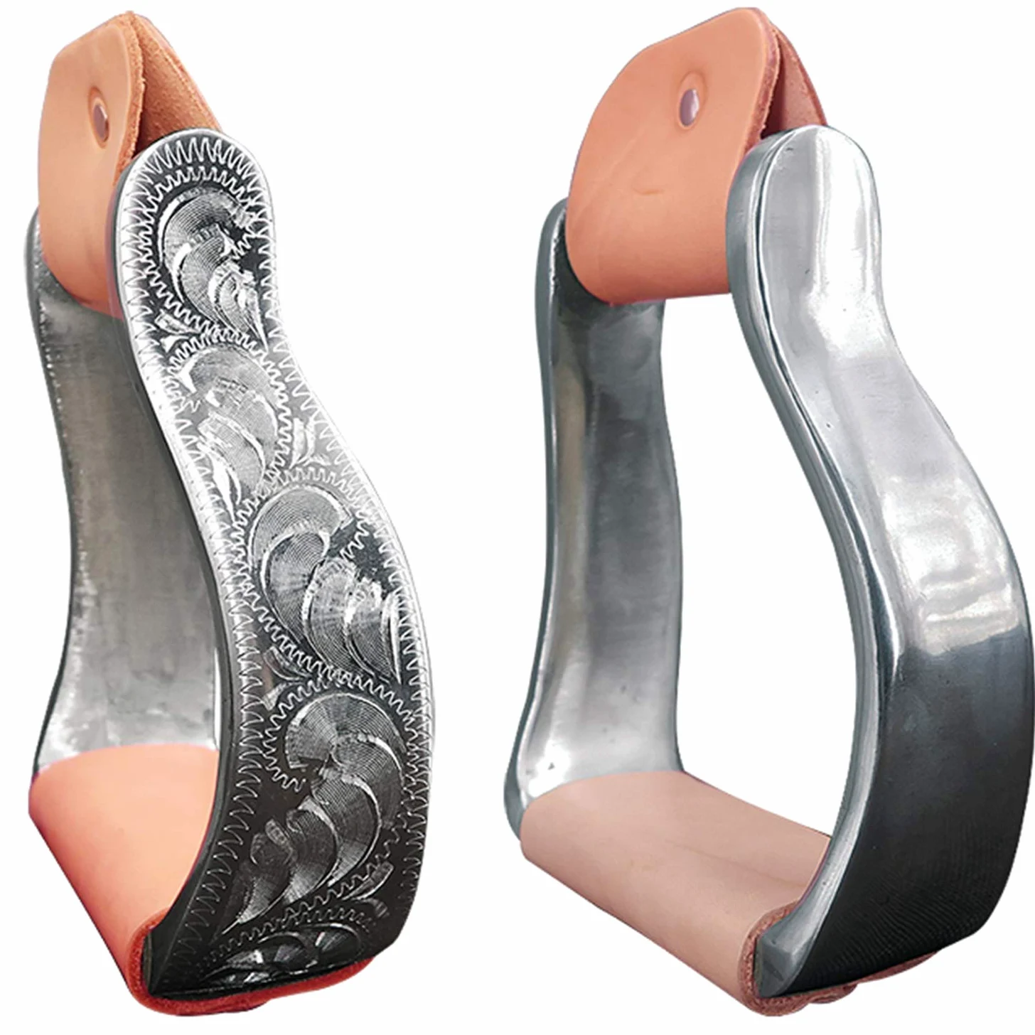 Staffe di Sicurezza per Sella - Staffe in Alluminio Stile Western avvolte in Pelle Bovina. Staffe in Alluminio Occidentale intagliate per impieghi gravosi, Confezione Regalo