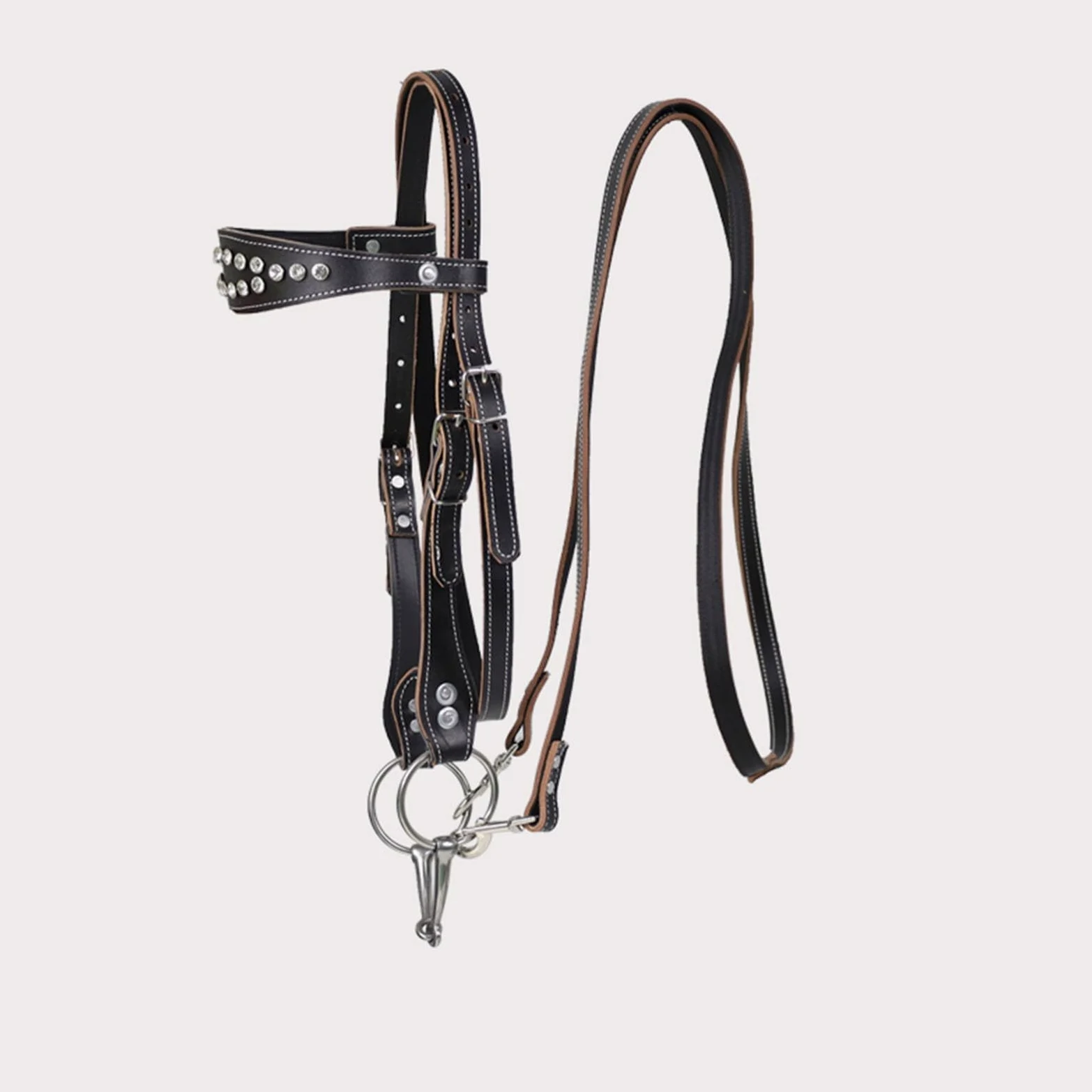 Briglia per cavalli Western in pelle di vacchetta - Testiera per cavalli Western - Attrezzatura equestre - Briglia Hobby(black,M)