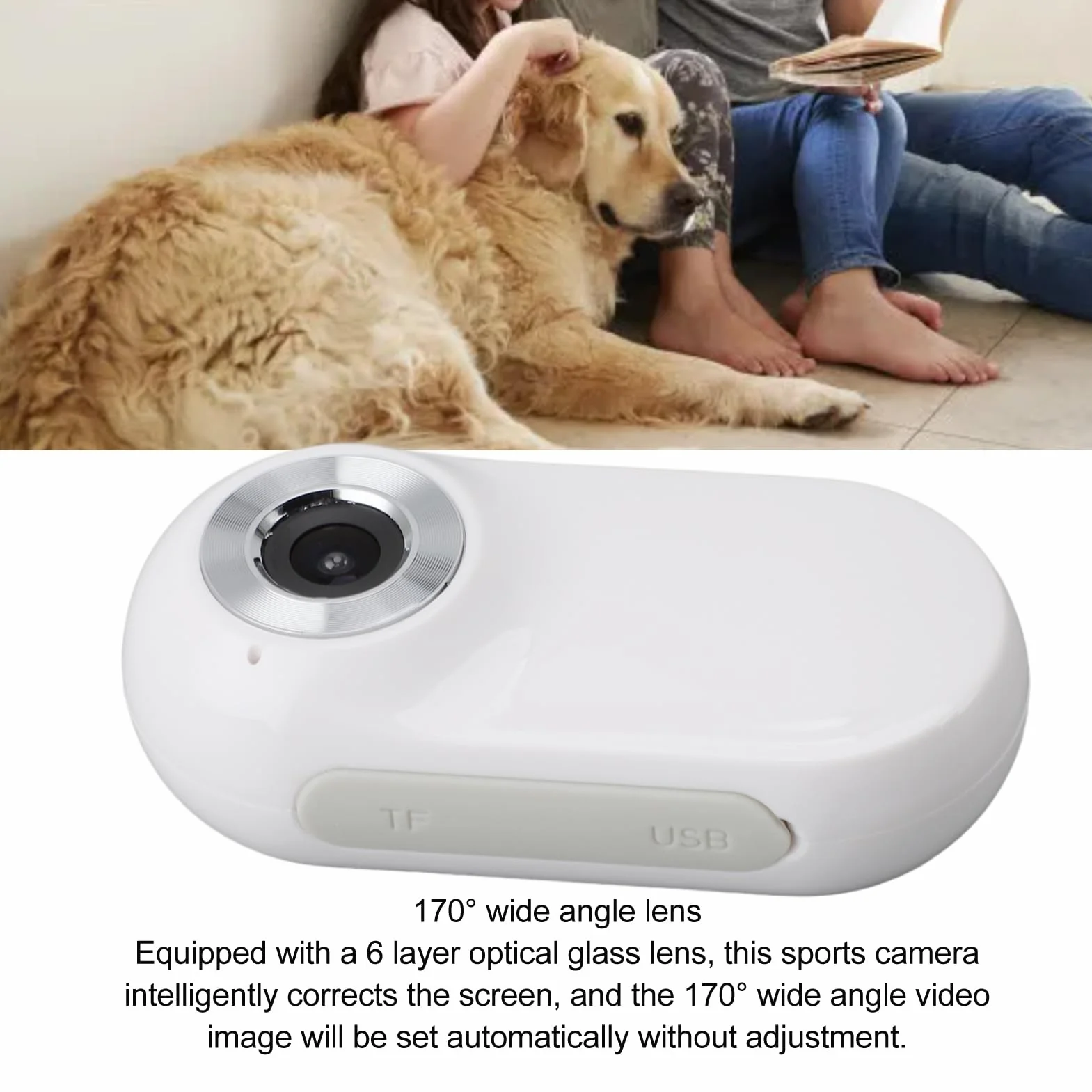 Jectse Telecamera per Collare per Gatti, Telecamere per Animali Domestici Grandangolari da 170°, Mini Action Camera per Registrazioni Video, Telecamera per Piccoli Animali Domestici