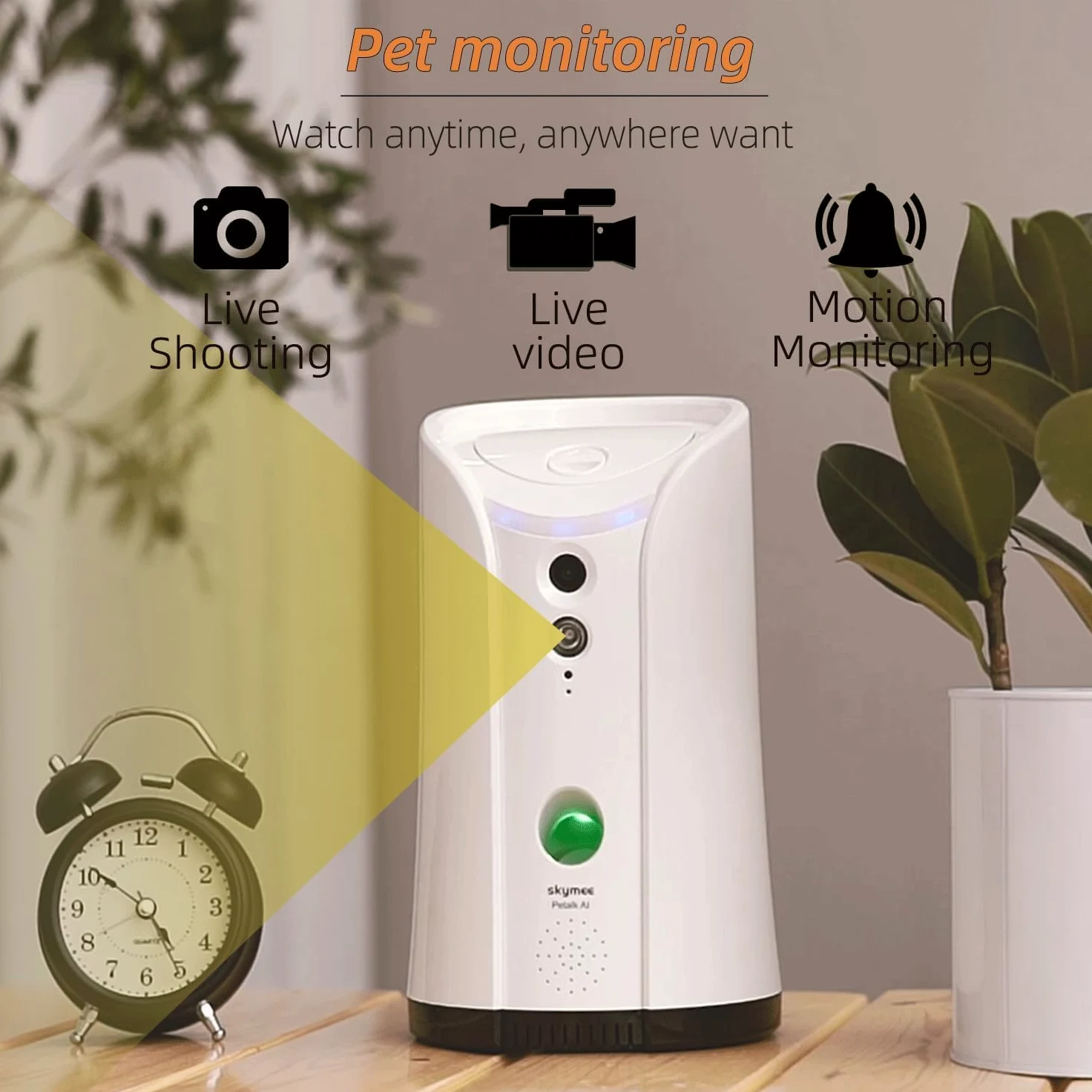 SKYMEE Dog Camera Videocamera per Cani con Treat Dispenser Lancio Croccantini Videocamera per Animali WiFi Telecomando 1080P HD Visione Notturna Audio Bidirezionale, Compatibile con Alexa
