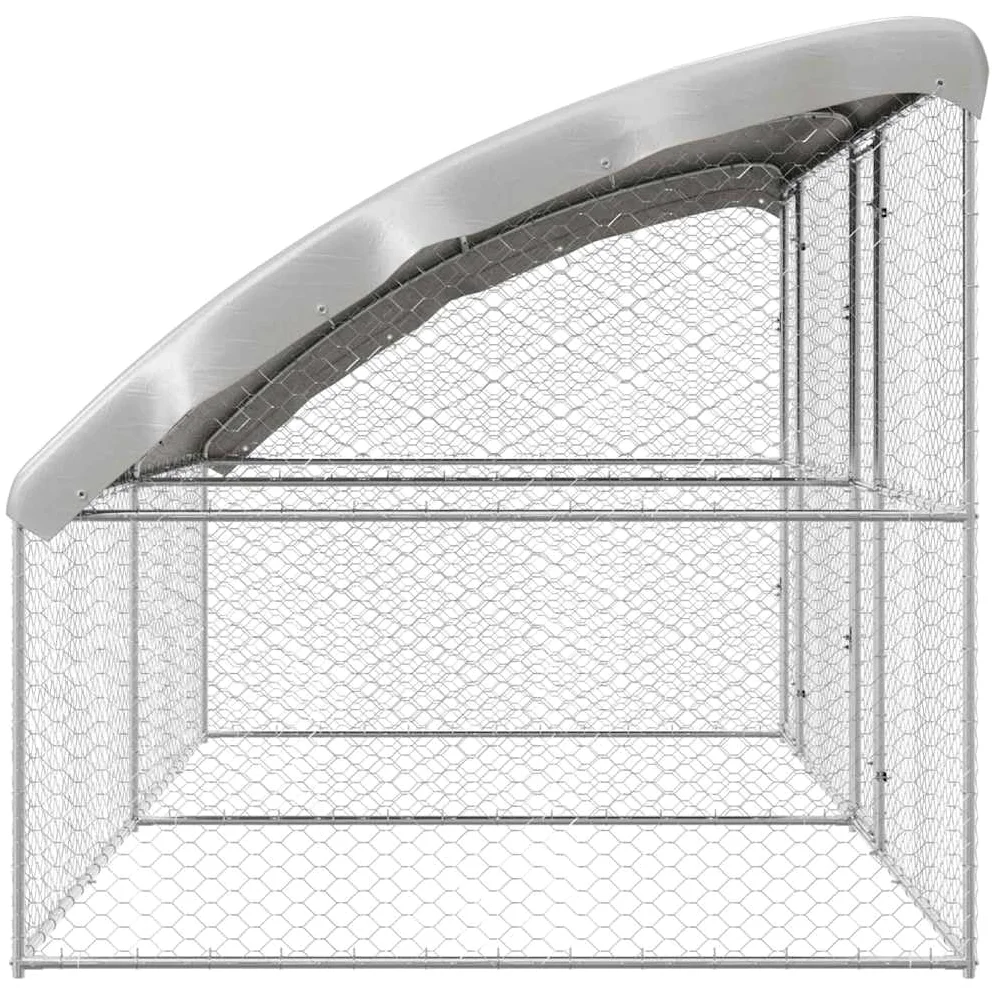 Set di 2 gabbie per cani, 4 x 2 x 2 m, in acciaio zincato, colore argento | Robusto recinto per animali in giardino o in terrazzo: dotato di tettuccio impermeabile e serratura di sicurezza.