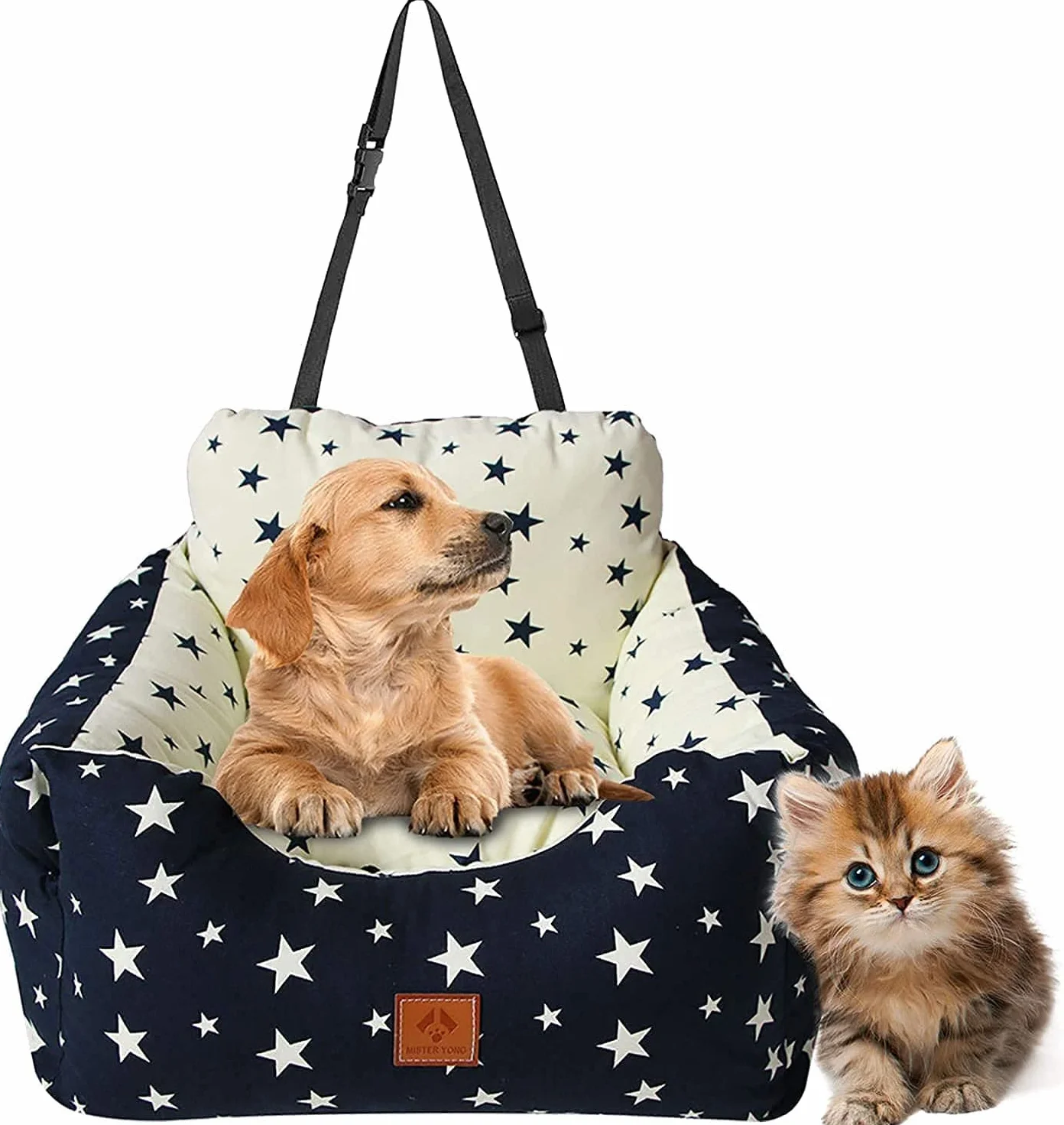 Seggiolino auto per cani,Seggiolino da viaggio per cani,Seggiolino Auto per Cani di Piccola e Media Taglia,Comodo e Sicuro,può Essere smontato e Pulito Facilmente (Beige, Medio)