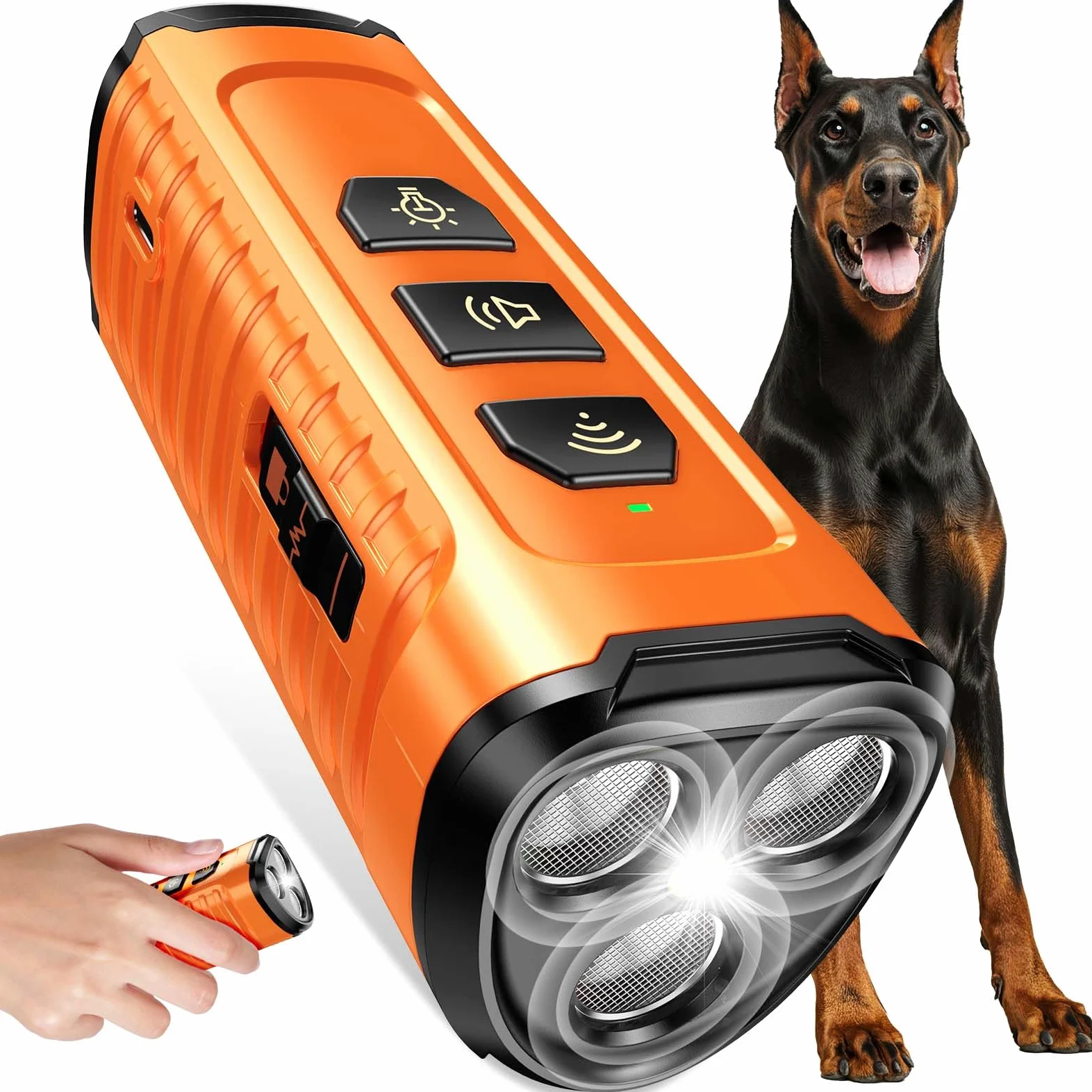 Dog Bark Deterrent Device 3X Anti Barking Device for Dogs, 5 Modes Stop Neighbors Dog Barks No More Safe for All Dogs 50FT Bark Control Indoor Outdoor with Flashlight,Rechargeable Training Device