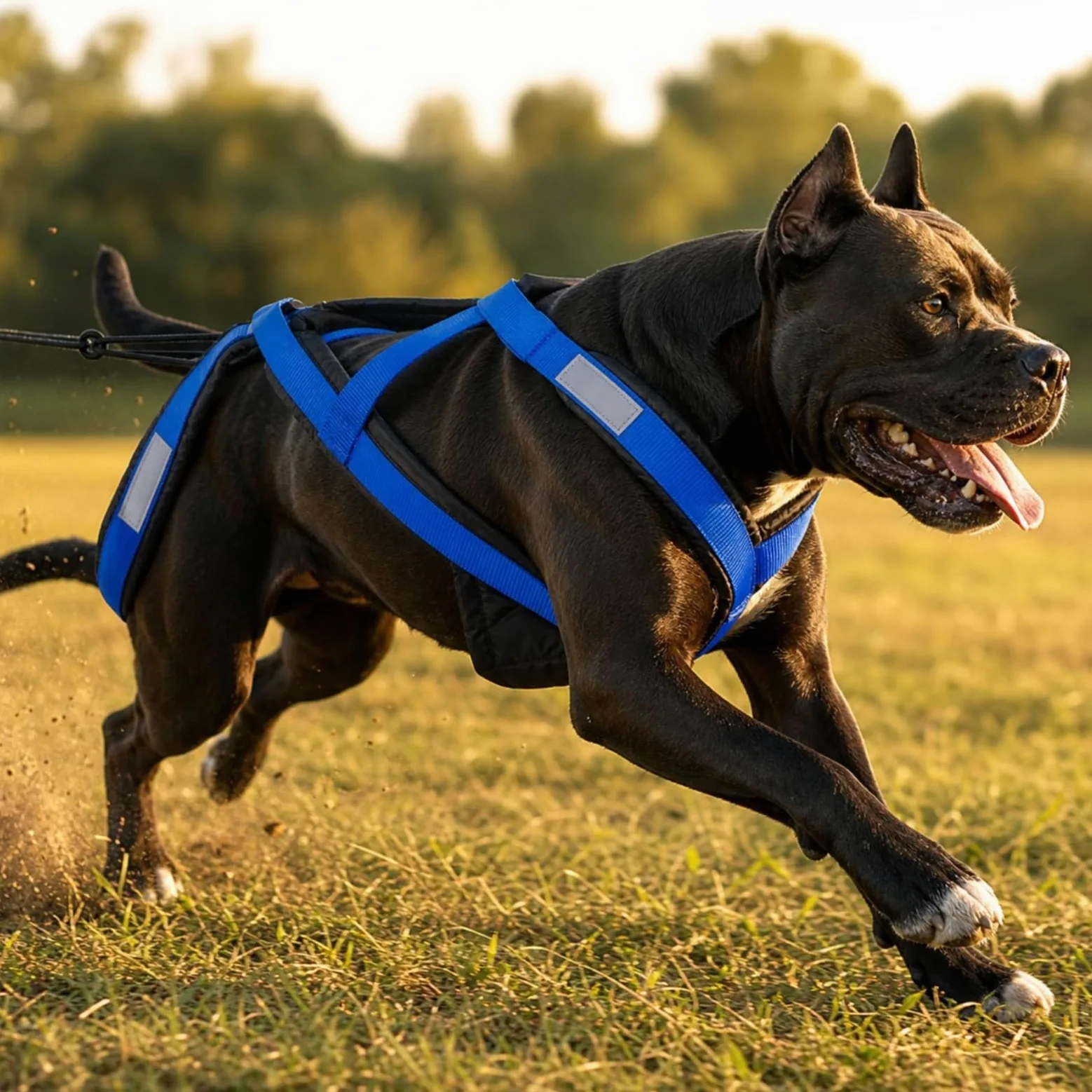 predolo Pettorina da Traino Imbottita Pettorina con Strisce Riflettenti Professionale per Cani, Passeggiate Notturne, Array, Blu, 3XL