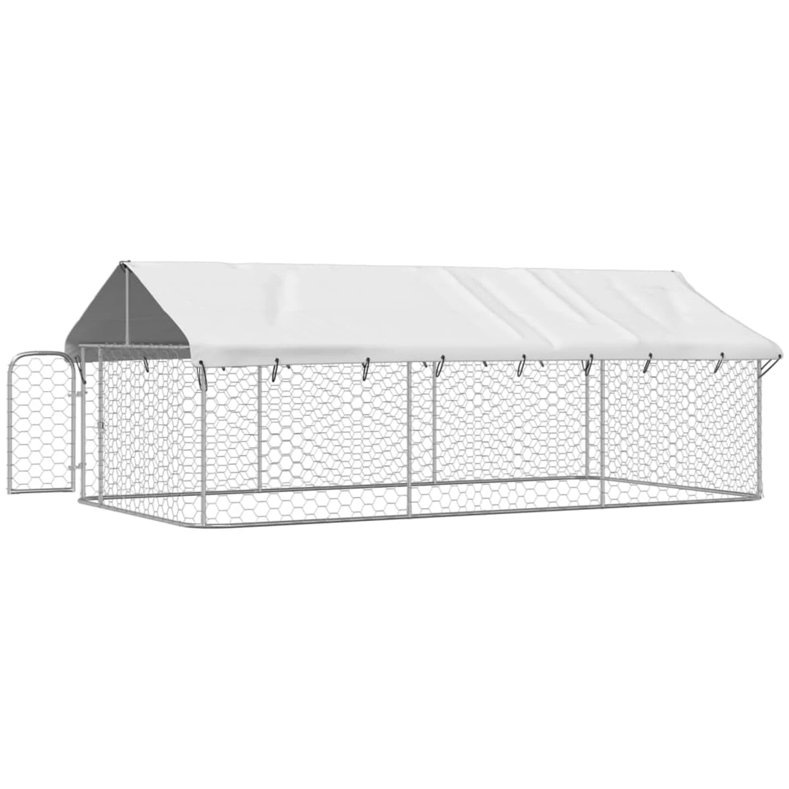Gabbia e Recinto per Cani con Tetto Esterno, Box Canile 400x200x150 cm