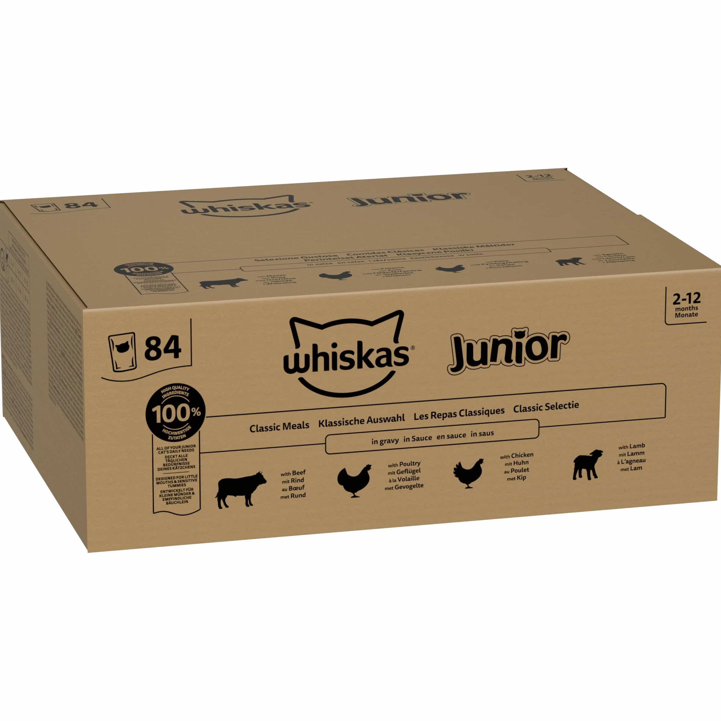 WHISKAS Junior Cibo Umido per Gattini in Salsa 84x85g Selezione Gustosa