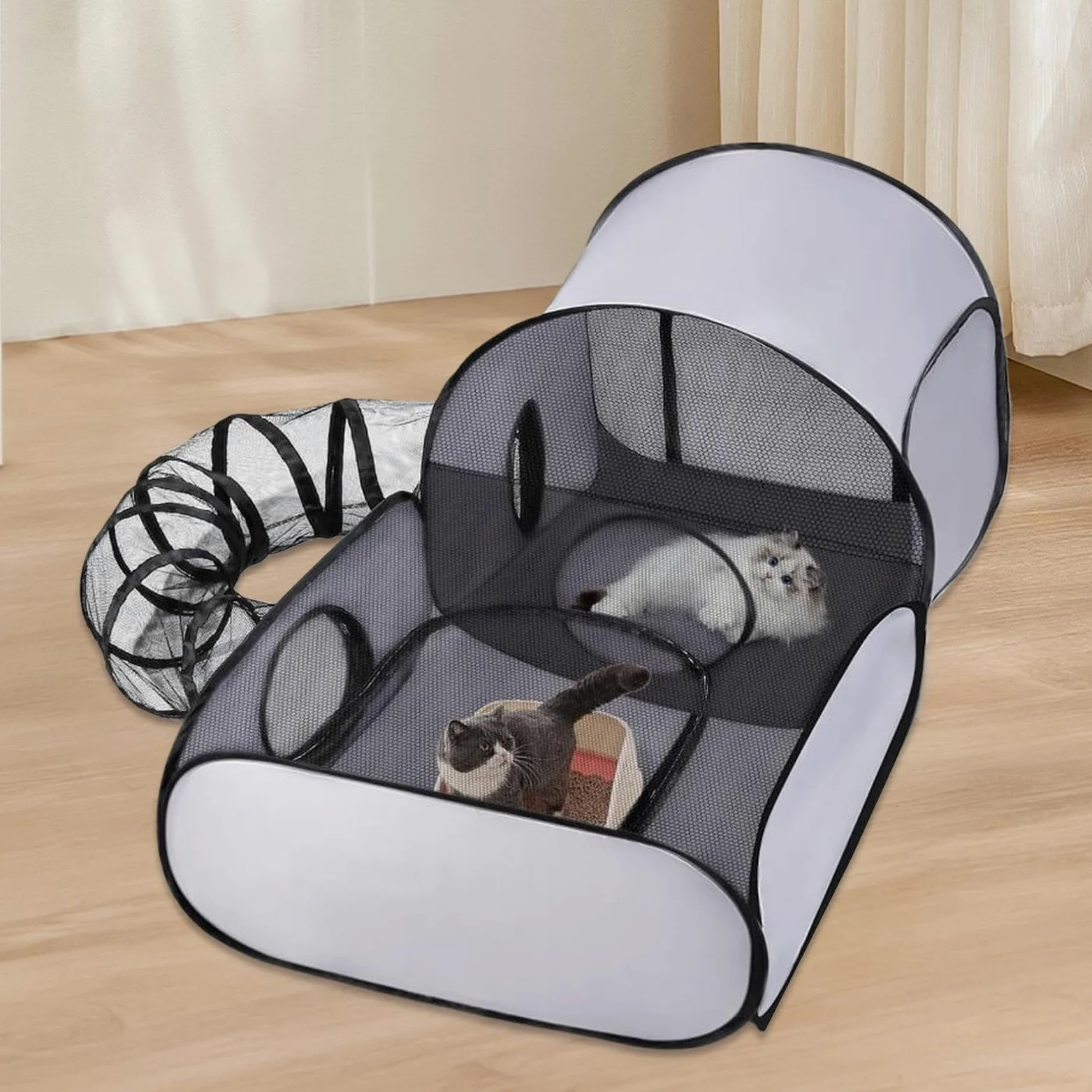 Box portatile per gatti, recinto pieghevole casa giocattoli interattivi, tunnel di recinzione per gatti, viaggi all'aperto giochi per gattini, cuccioli, piccoli animali
