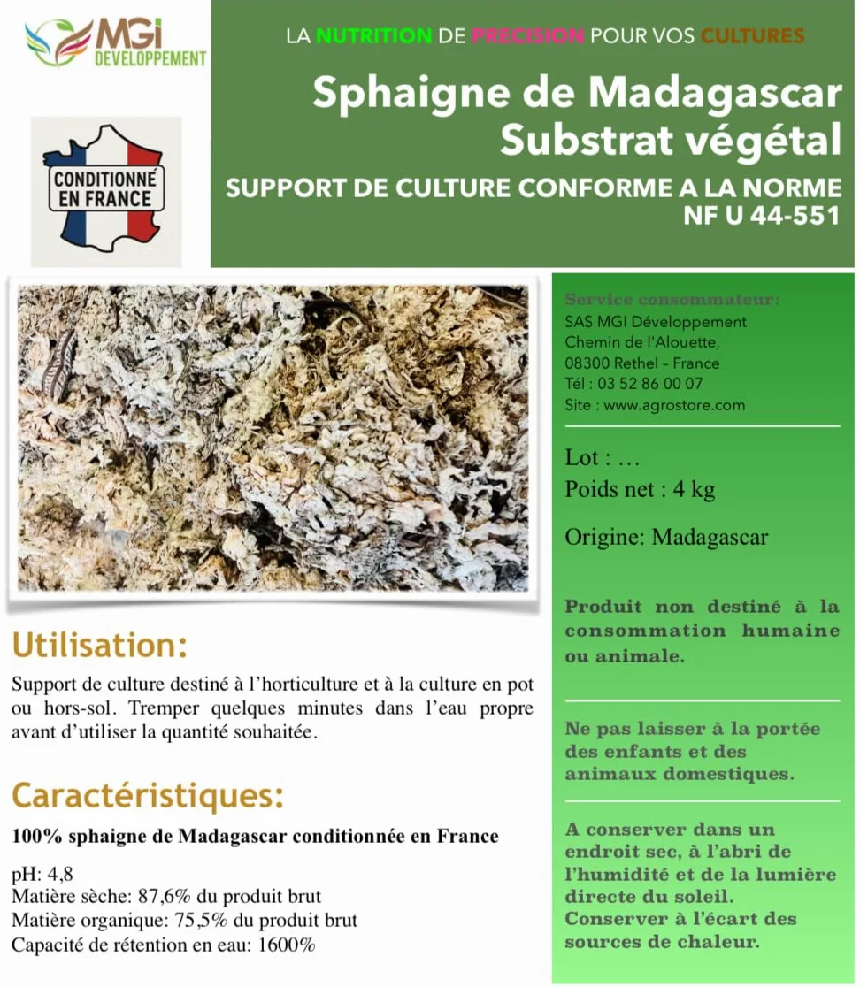 Sfagno del Madagascar - substrato vegetale per colture fuori suolo