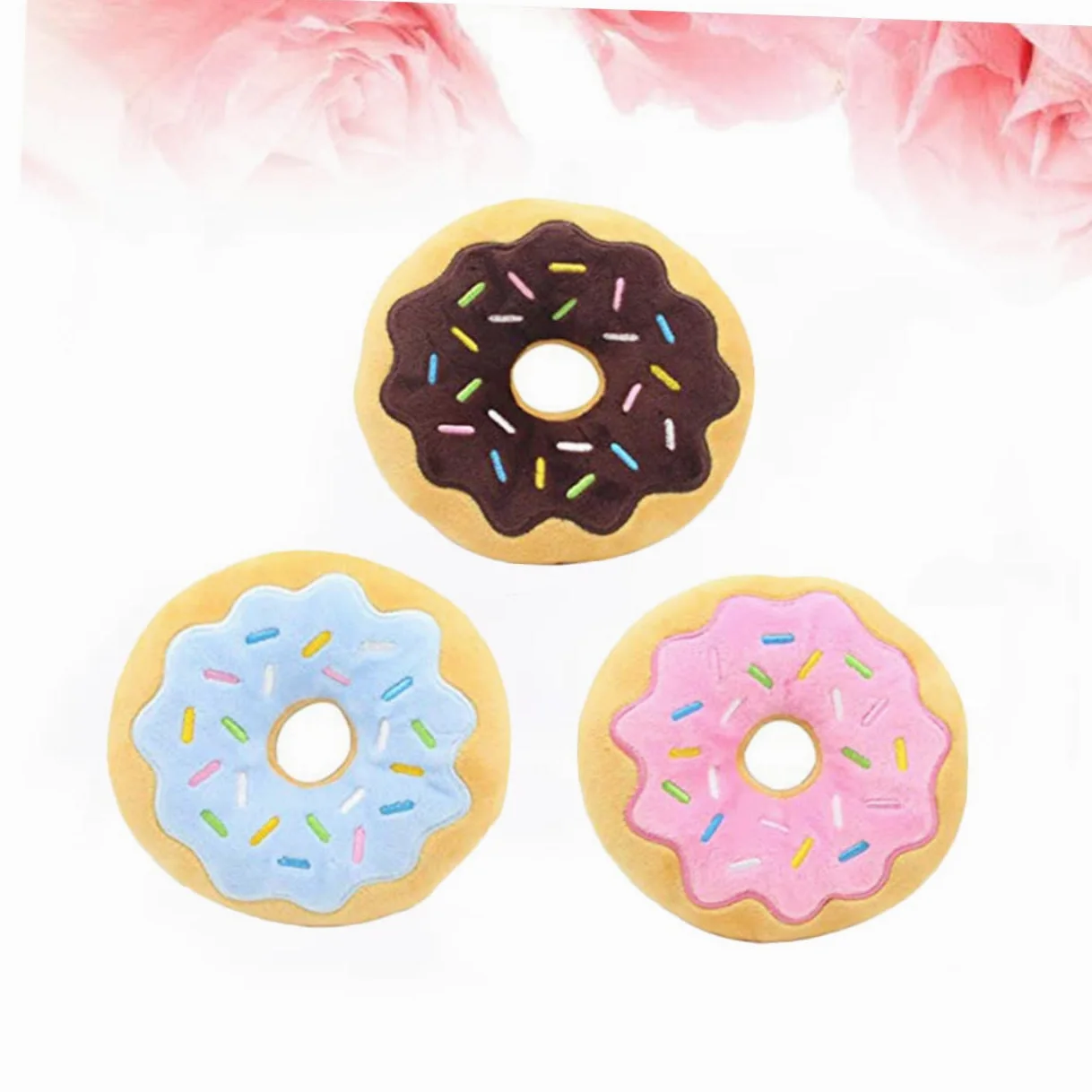 Beavorty 2 Set Di Giocattoli Interattivi Per Cani Peluche A Forma Di Ciambella Suono Squittio Giocattolo Da Masticare Per L'addestramento Dei Cuccioli 3 Pezzi * 2 Casuali
