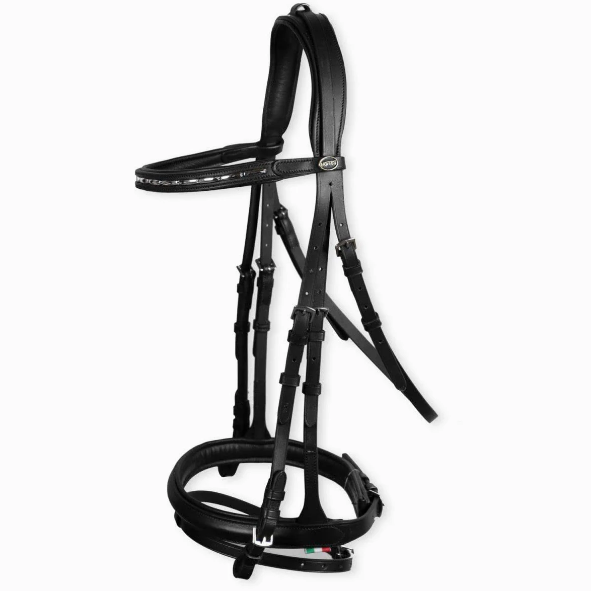 Horses, Briglia per Monta Inglese Modello Trieste, in Morbidissimo Cuoio di Ottima qualità, Taglia Pony, COB e Full, Disponibile in Nero e Marrone, Imbottita su Nasiera e Sopratesta