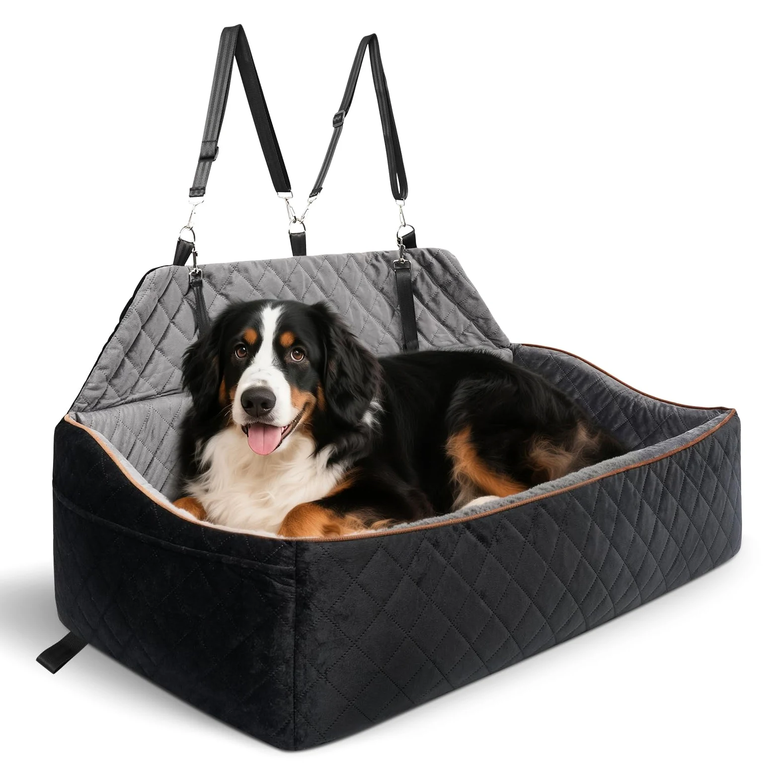 Seggiolino Auto per Cani per Cani Grandi/Medi fino a 45 kg - Seggiolino Auto Cane Rimovibile e Lavabile, Trasportabile con Guinzaglio e Base Antiscivolo per Sedile Posteriore