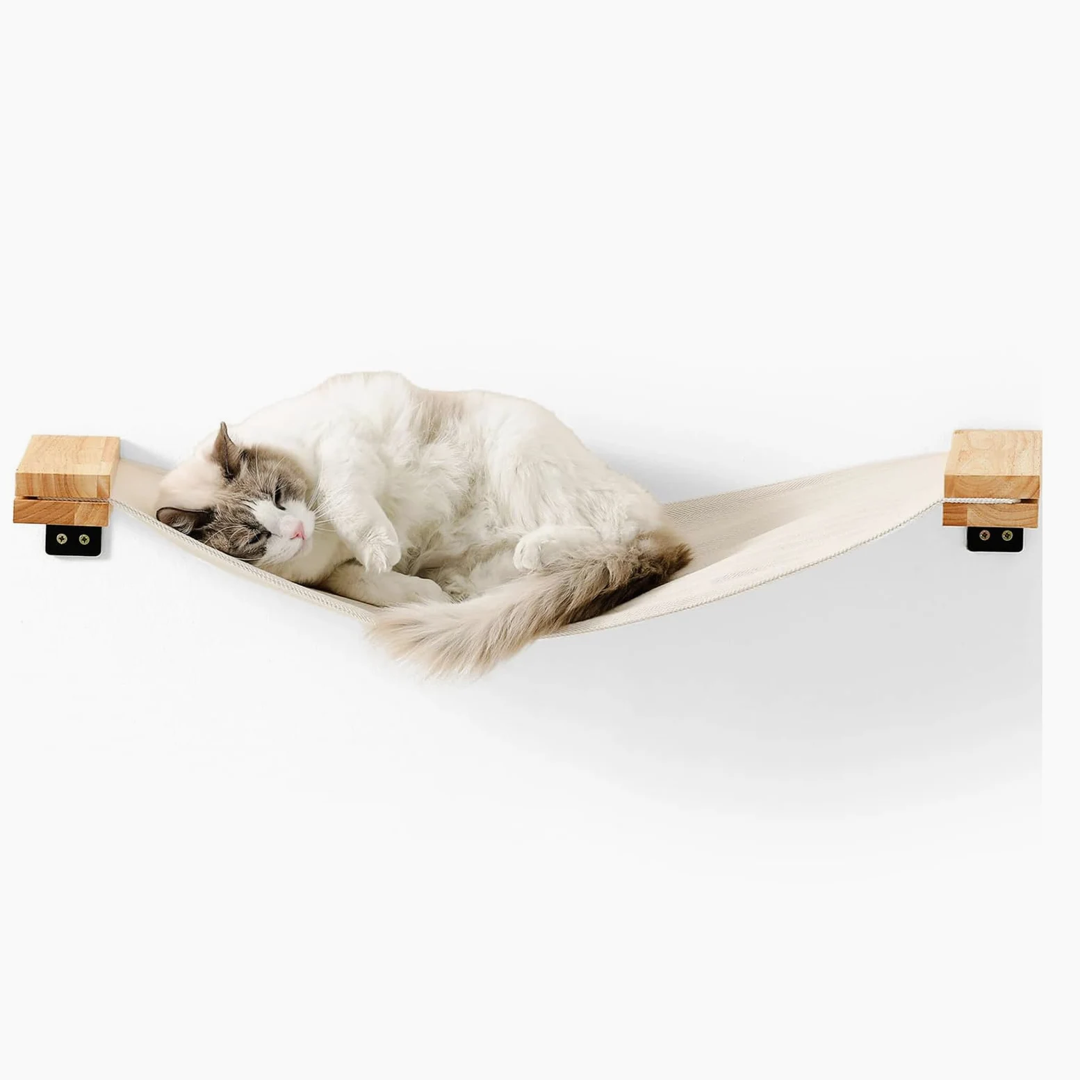FUKUMARU Amaca da Parete per Gatti, Trespolo e Ponte per Gatti, Mobili da Parete di Alta Qualità, per Dormire, Giocare, Arrampicarsi e Rilassarsi, Beige, L-86 CM.