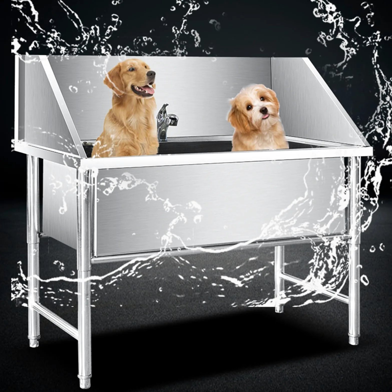 Vasca Da Bagno Per Cani,lavello Per Doccia Con Rubinetto,stazione Di Bagno Professionale Per Cani In Acciaio Inossidabile,stazione Di Lavaggio Per Animali Domestici,vasca Per Toelettatura Cani(100cm/3