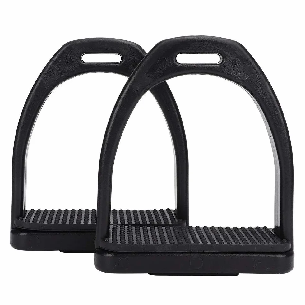 Nikou Staffe per Cavalli in plastica Accessori per Strumenti per staffe, 2 Pezzi Staffe in plastica ad Alta Resistenza con Accessori per Cuscinetti in Gomma Antiscivolo Neri, Grandi
