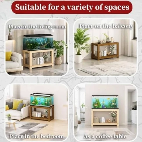 Supporto For Acquario In Legno Resistente Con Stoccaggio A 2 Livelli | Scaffale Multiuso For Piante Da Interno In Pino Naturale | Tavolo Stampante(Brown,100X45X50CM(39X17X19IN))