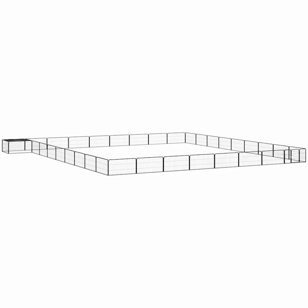 Cuccia nera per cani, 36 pezzi, 100 x 50 cm, in acciaio, per cuccioli | Robusto recinto per cuccioli in acciaio verniciato a polvere per giardino e terrazza, con copertura, serratura e pali.