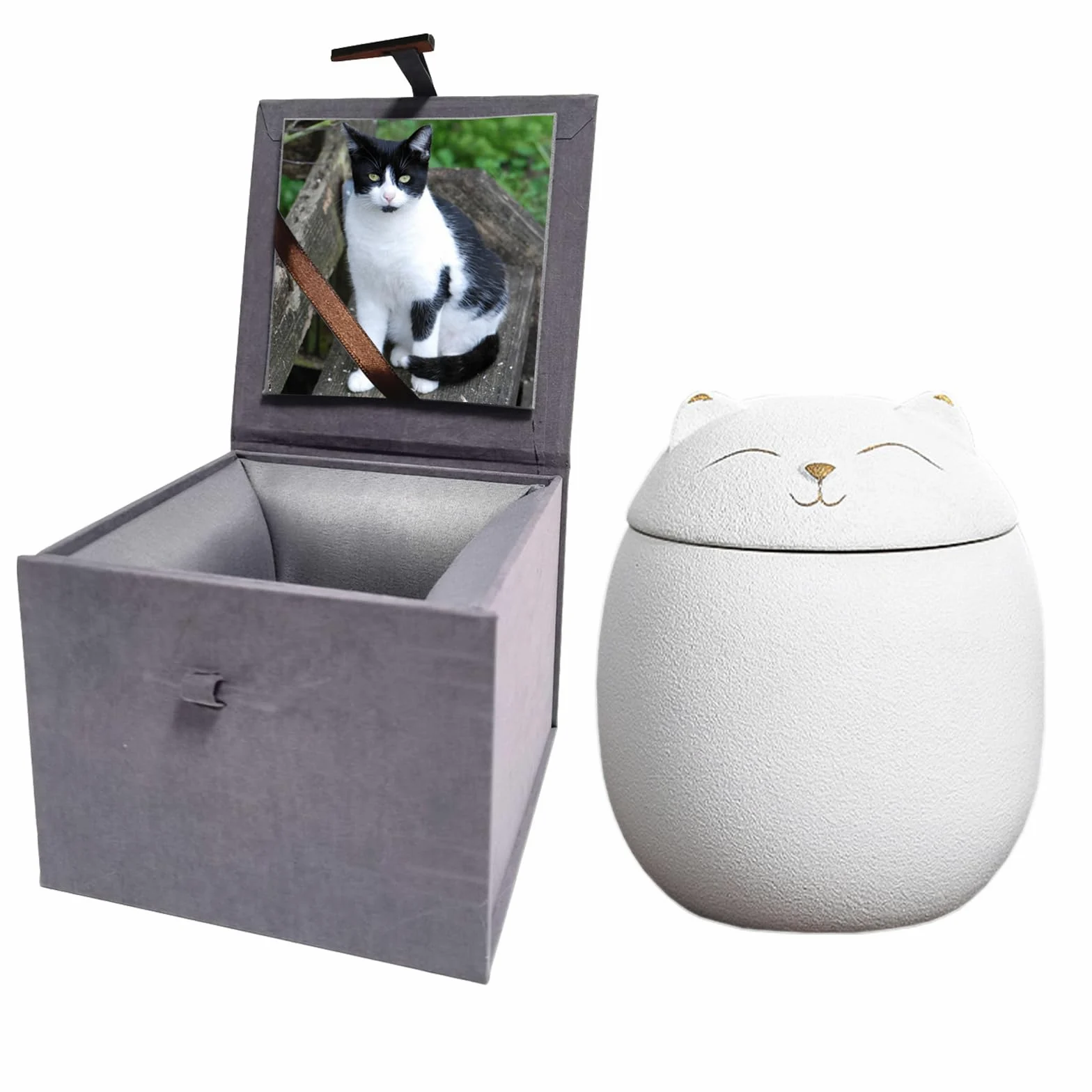 Urna per ceneri di gatto in ceramica opaca, realizzata a mano, idea regalo, bianca, L