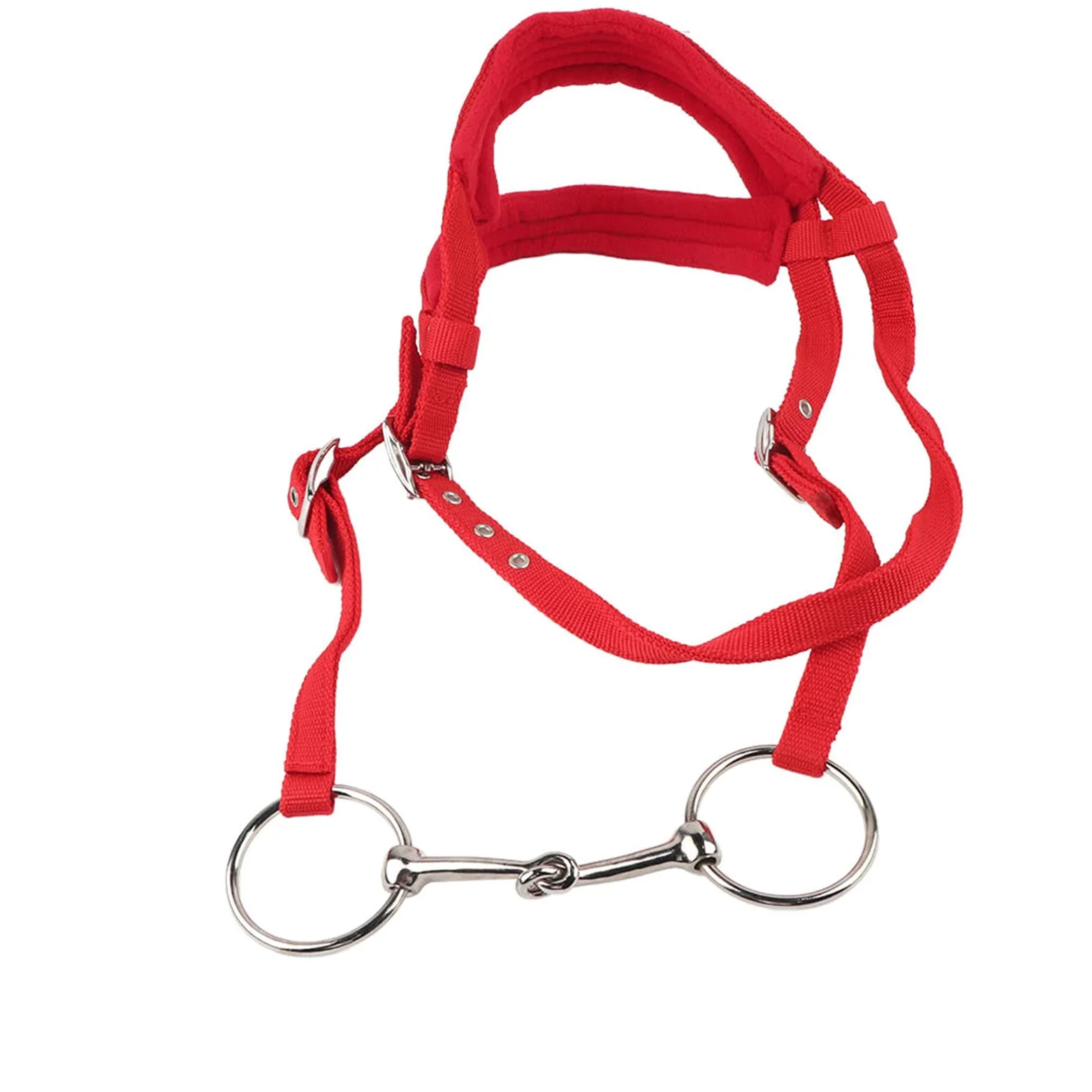 flexman Briglia Cavallo Rossa, Briglia per Cavallo Regolabile a Doppio Piano, Testiera per Finimenti con Cuscino Morbido, Morso e Rein per Corse di Cavalli, Spettacoli di Cavalli