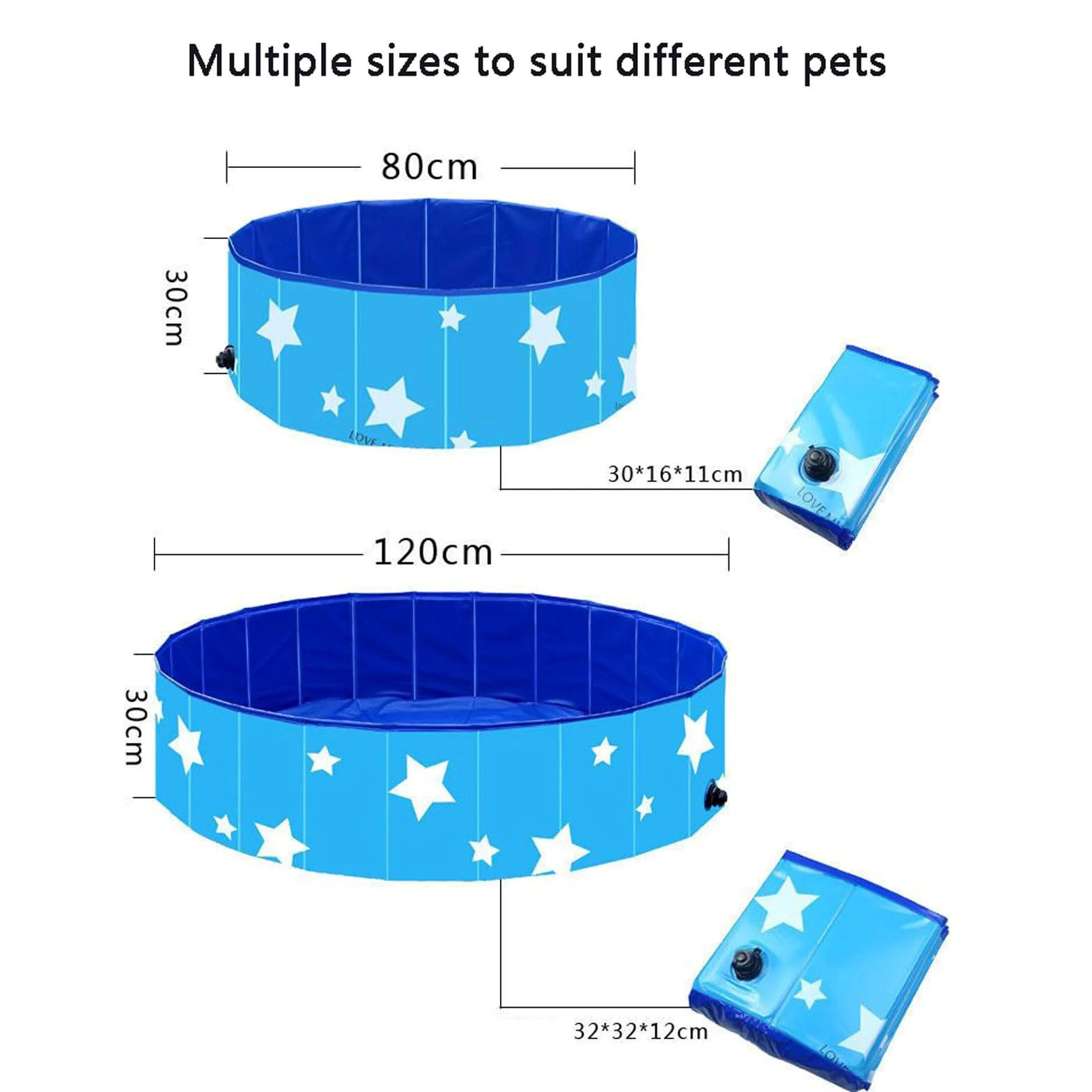 Piscina per Cani 120 x 30cm Vasca per Cani Pieghevole Senza gonfiare in PVC Vasca Rigida e Rotonda con Scarico Antiscivolo Vasca Portatile Interattiva per Cani Gatti Cuccioli Animali