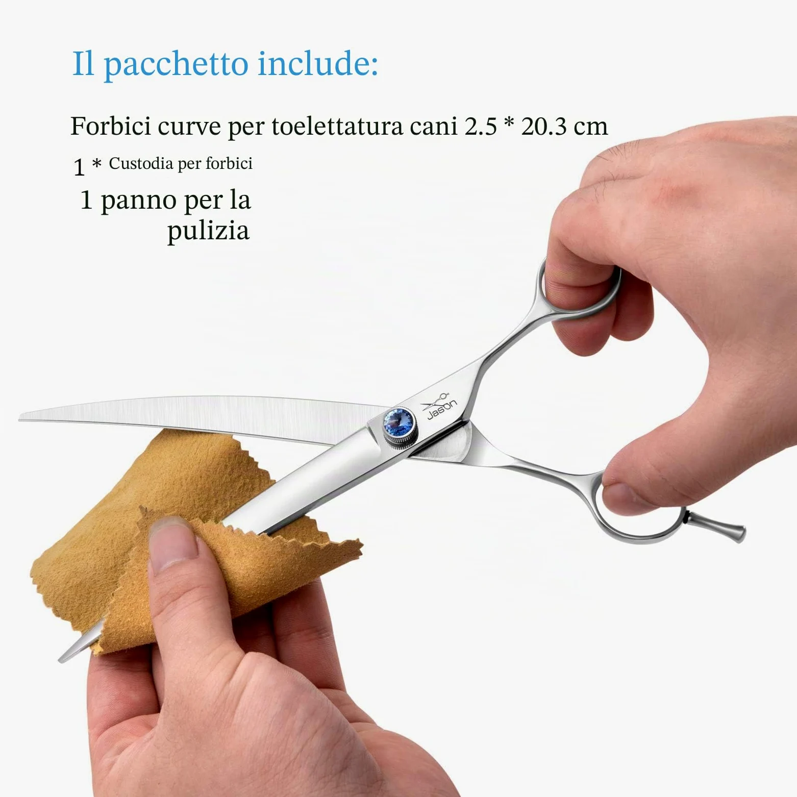Jason forbici curve per cani da 8 pollici ergonomiche per cani e gatti con manico offset e vite gioiello per destrimani lunghe e affilate comode e leggere