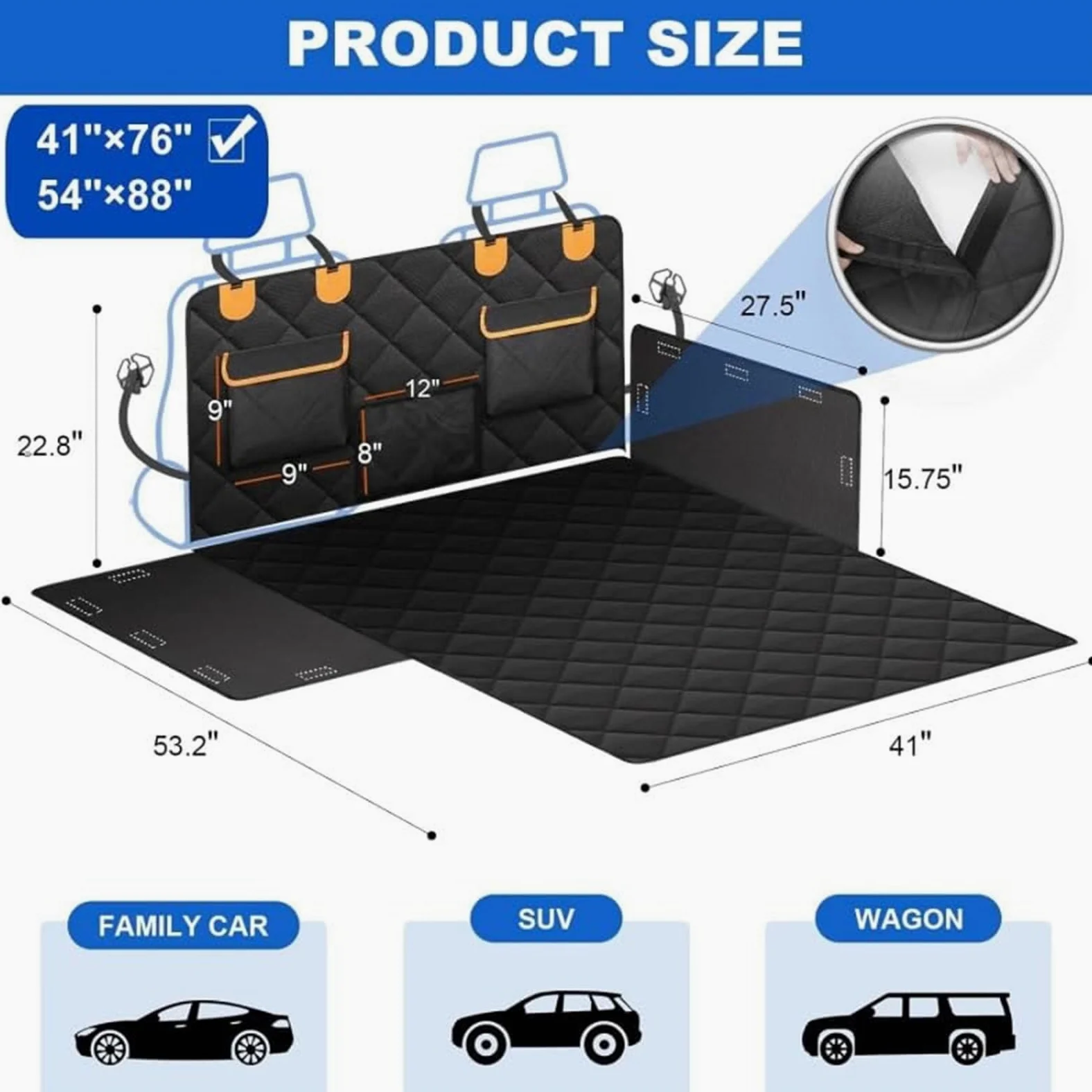 Telo Auto per Cani Bagagliaio per Buick GL8 2011, Custodia per Baule Auto Protezione Bagagliaio Antiscivolo Impermeabile Coperta per Cani