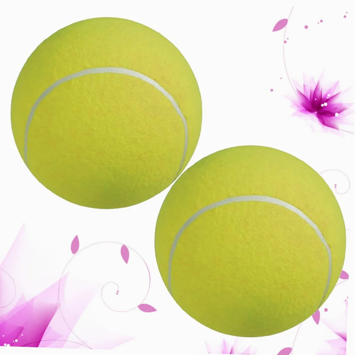 HANABASS 2pezzi Palla da Tennis Gigante Gonfiabile in Gomma con Superficie in Flanella Adatta per Gioco all Aperto Giocattolo per Animali Domestici