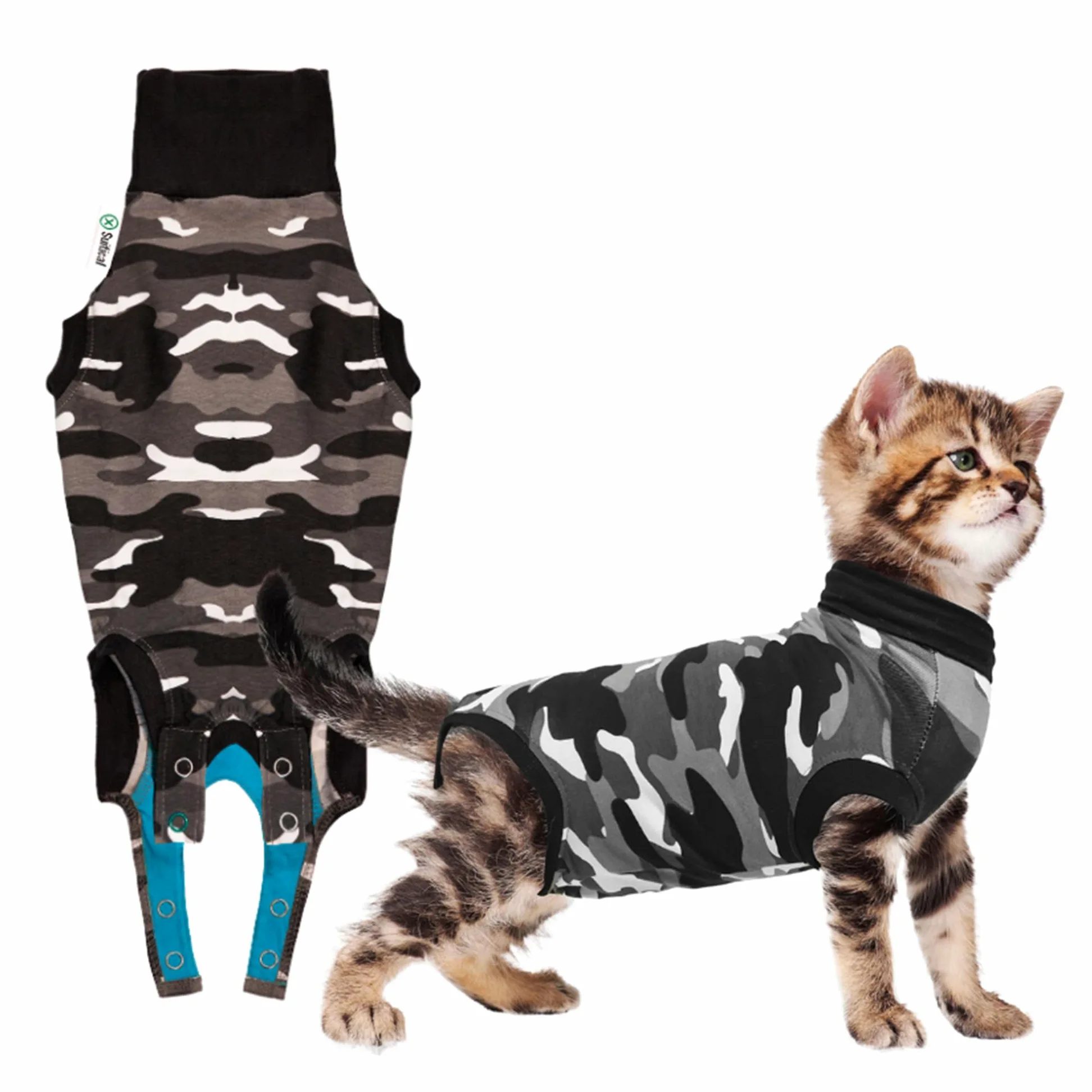 Suitical Recovery Suit Gatto, XXS - Mimetico fondo nero