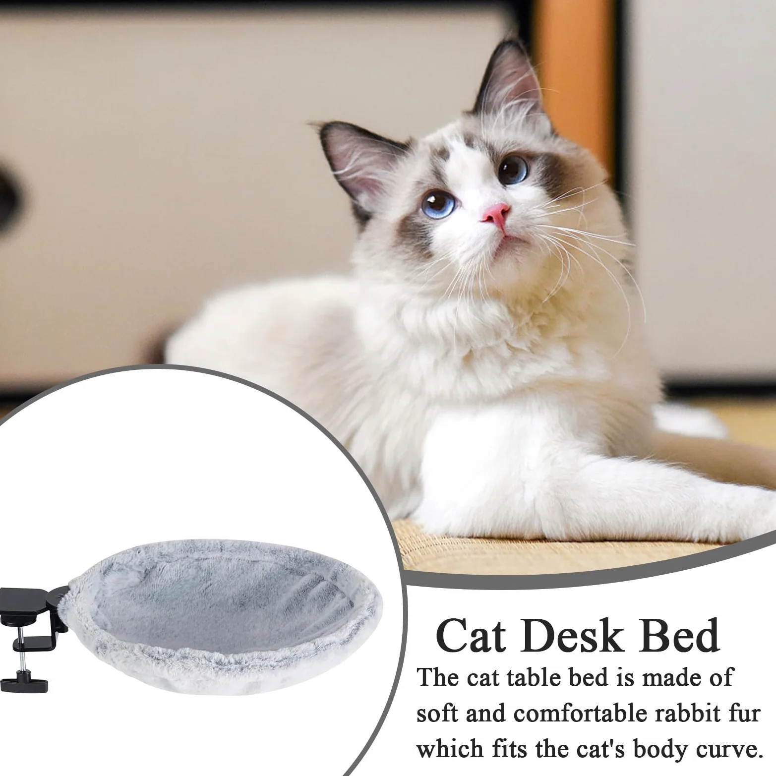Hammock da scrivania per gatti - letto rialzato lavabile 1650G, cornice forte, contiene 50 libbre, morbido traspirante | Kitten Lounge per rilassamento per interni su banco da banco di lavoro