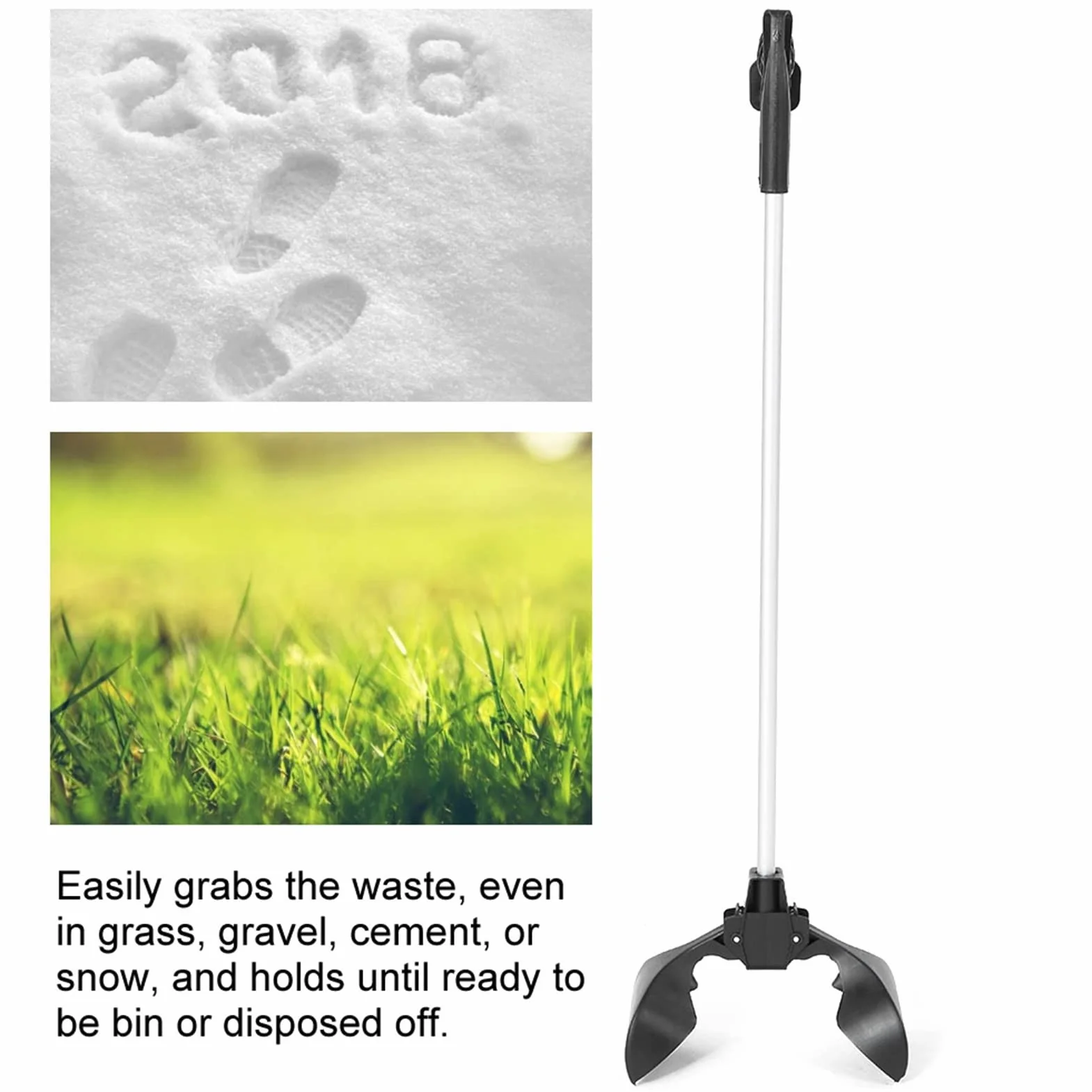 Dog Waste Picker Tool with Wide Scoop And Long Handle for