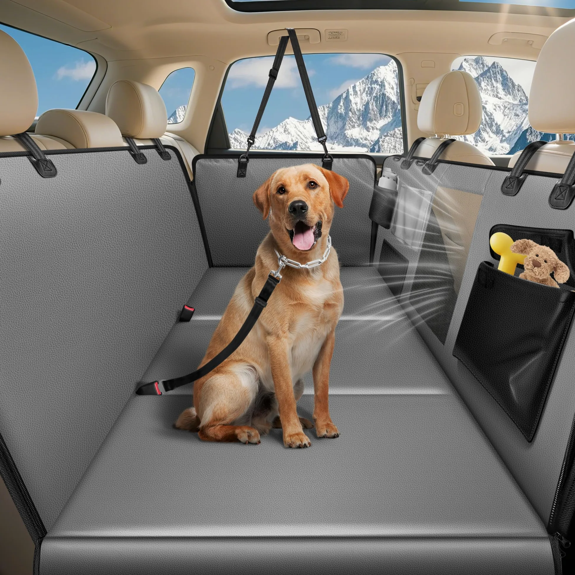Coprisedile per cani per sedile posteriore, fondo rigido/estensione impermeabile per cani, amaca per cani, coprisedile per animali domestici per sedile posteriore per auto/SUV